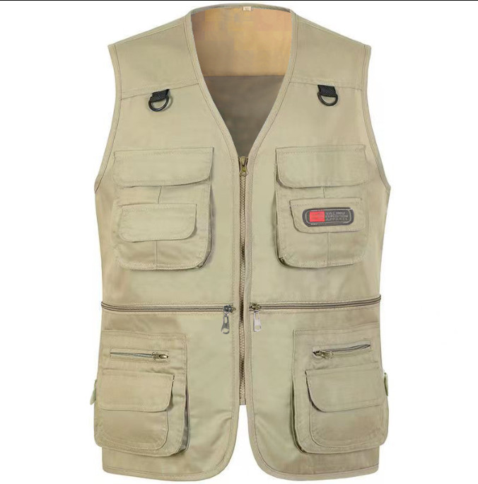 Mens Cargo Tactical Vest Coat Multi Pocket Gilet Photographer Fishing Waistcoat
