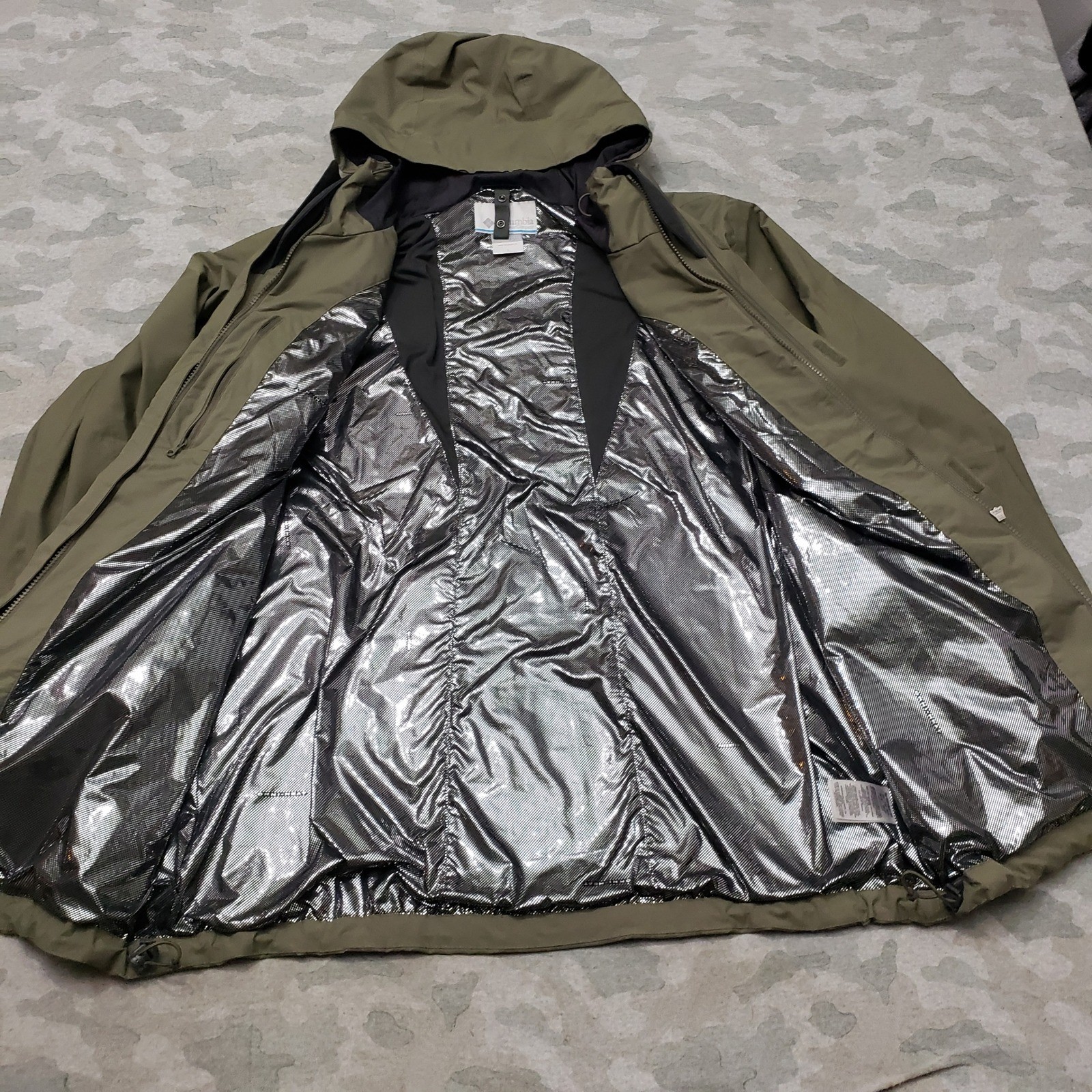 Columbia Jacket Mens Large Green Windbreaker Interchange Omni-Tech Hooded