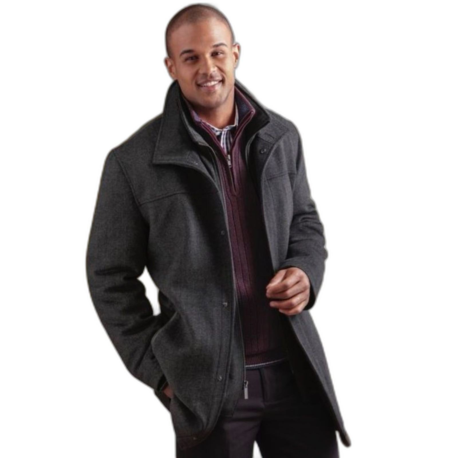 Joseph & Feiss Dark Wool blend tweed Car Coat Size S