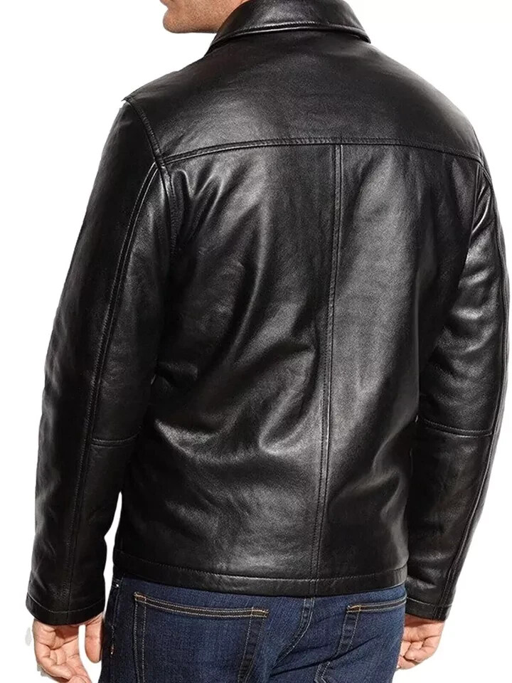Men’s 100% Real Lambskin Black Leather Motorcycle Winter Jacket Designer Coat