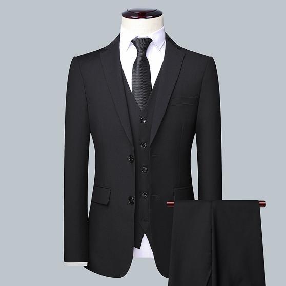 Men’s Korean Business Occupation Formal 3PC Suit Bridegroom Slim Fit Casual 5XL