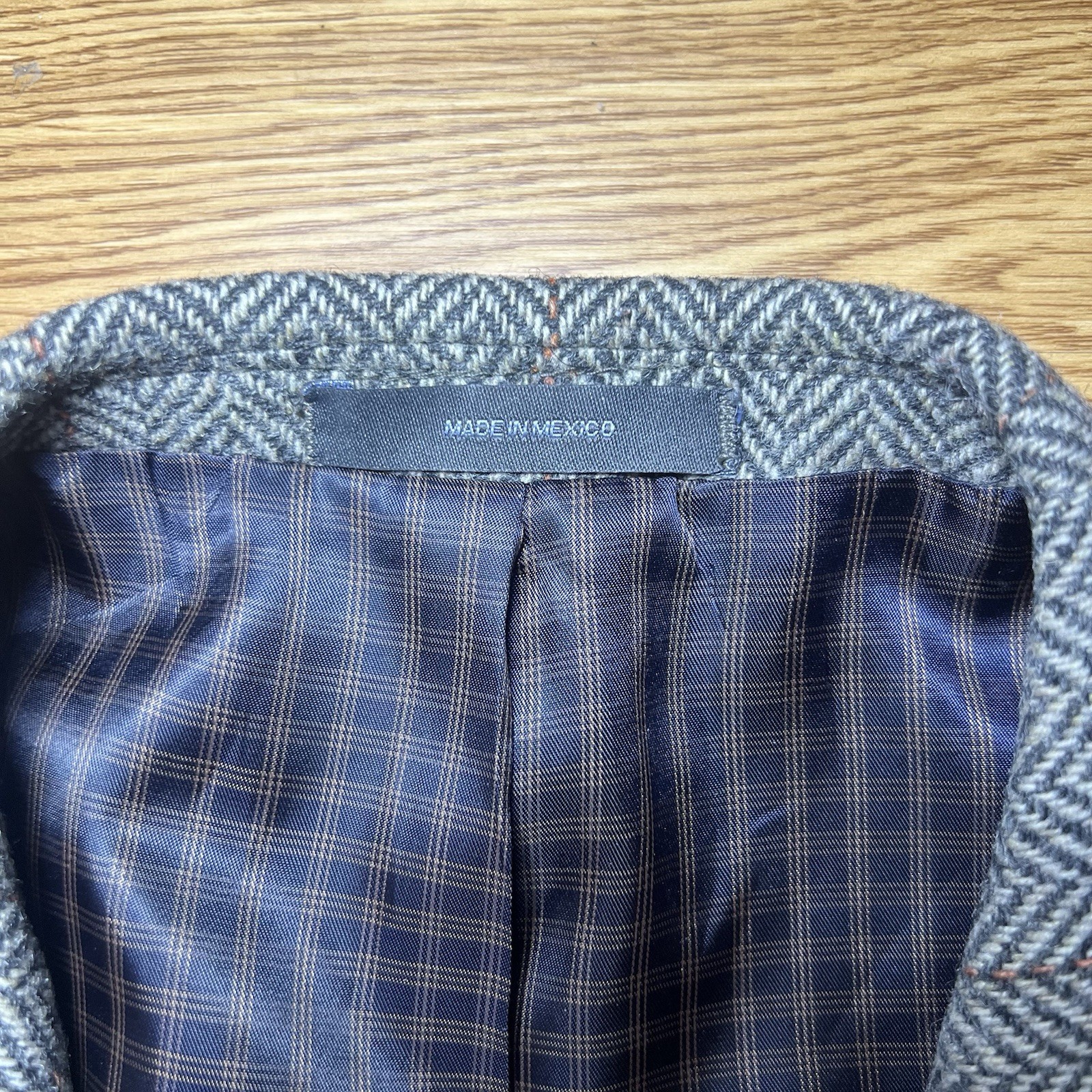 Joe Joseph Abboud Mens 44L Brown Herringbone Wool Sport Coat Blazer Elbow Patch