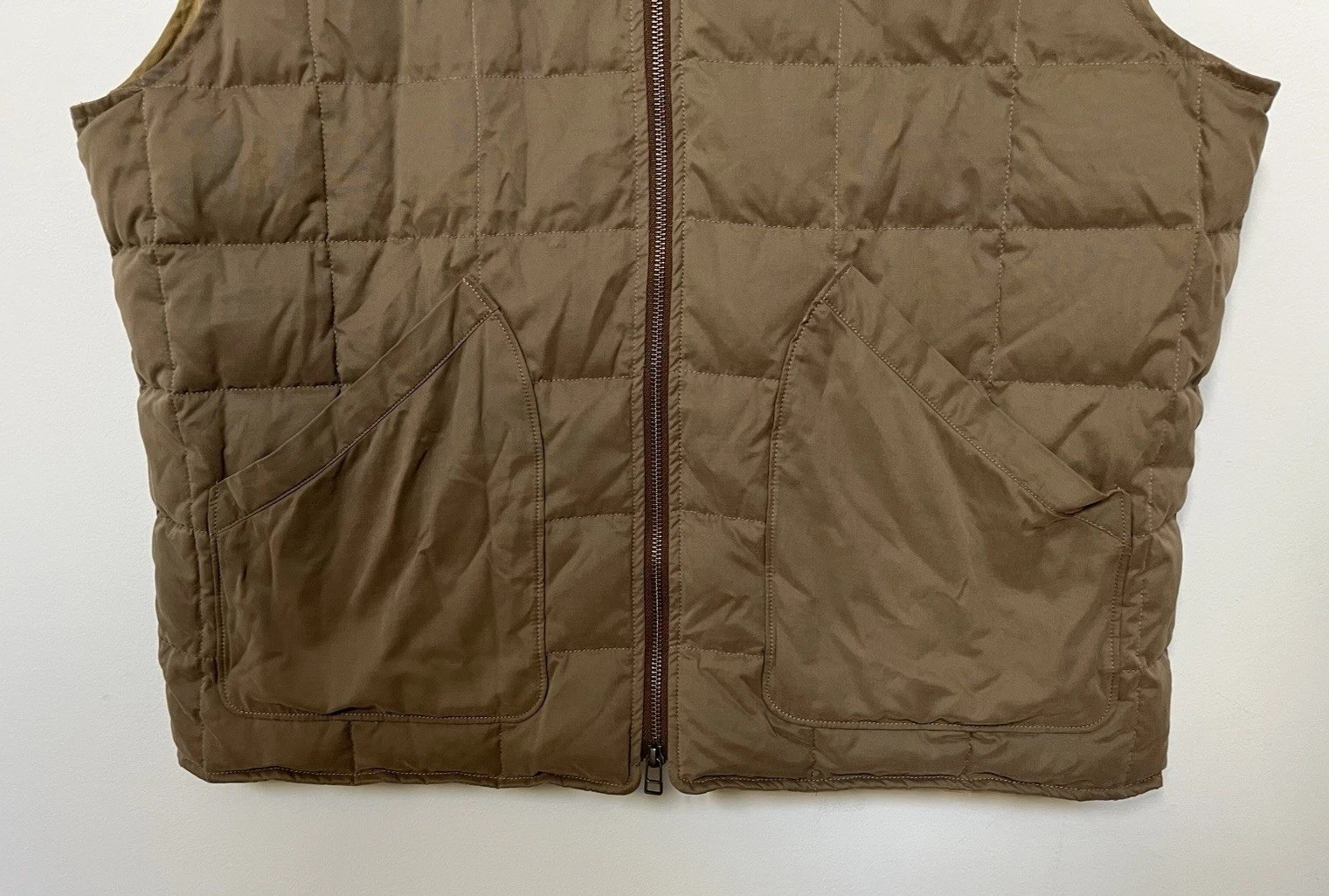 Flint and Tinder Men XL Caliber Quilted Duck Down Vest Zip Up Brown Huckberry