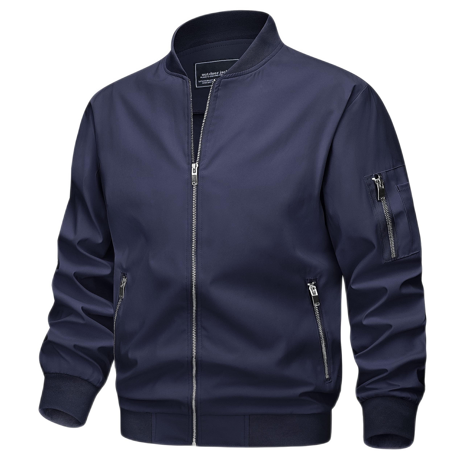 Men’s Thin Bomber Jacket Full-Zip Spring Fall Casual Sportswear Lightweight Coat