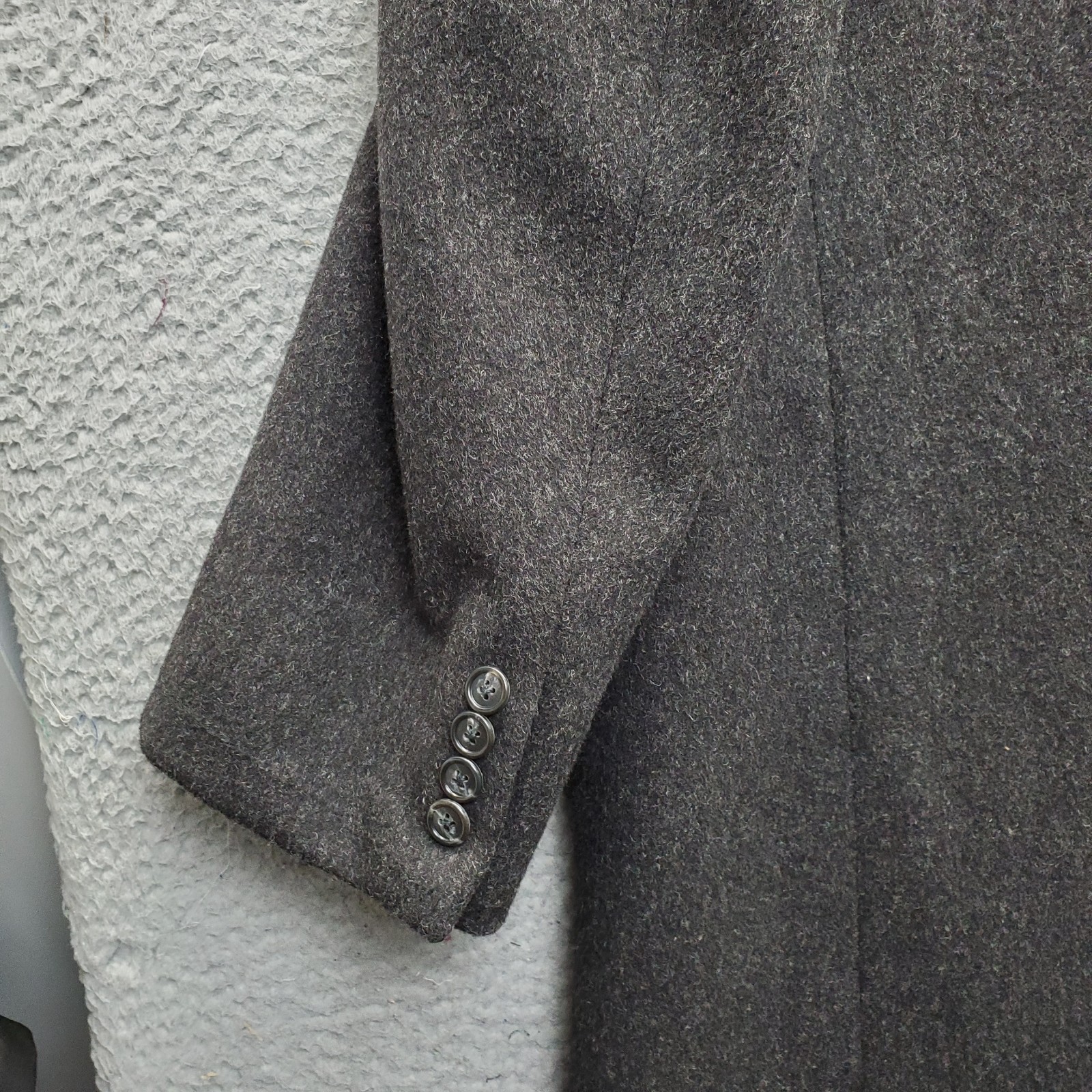 Hart Schaffner Marx Wallachs Long Overcoat Mens 46R Gray Heavy Wool Blend Lined