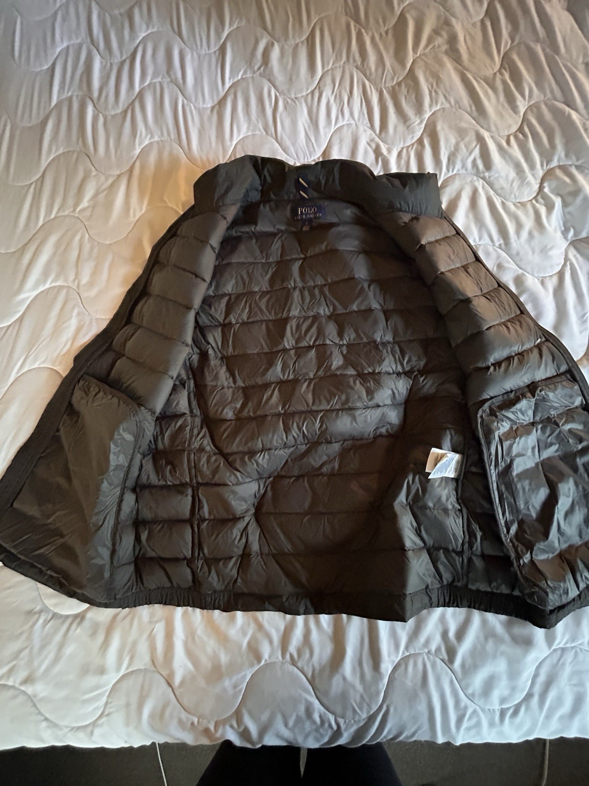 Polo Ralph Lauren Men’s Black Down Puffer Vest Full Zip Stand-Up Collar L