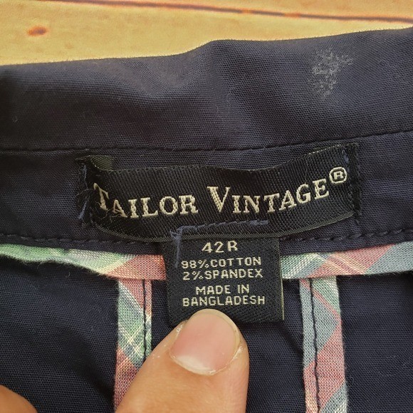 Tailor Vintage Blazer Mens 42R Navy Blue Jacket Two Button Sport Lightweight
