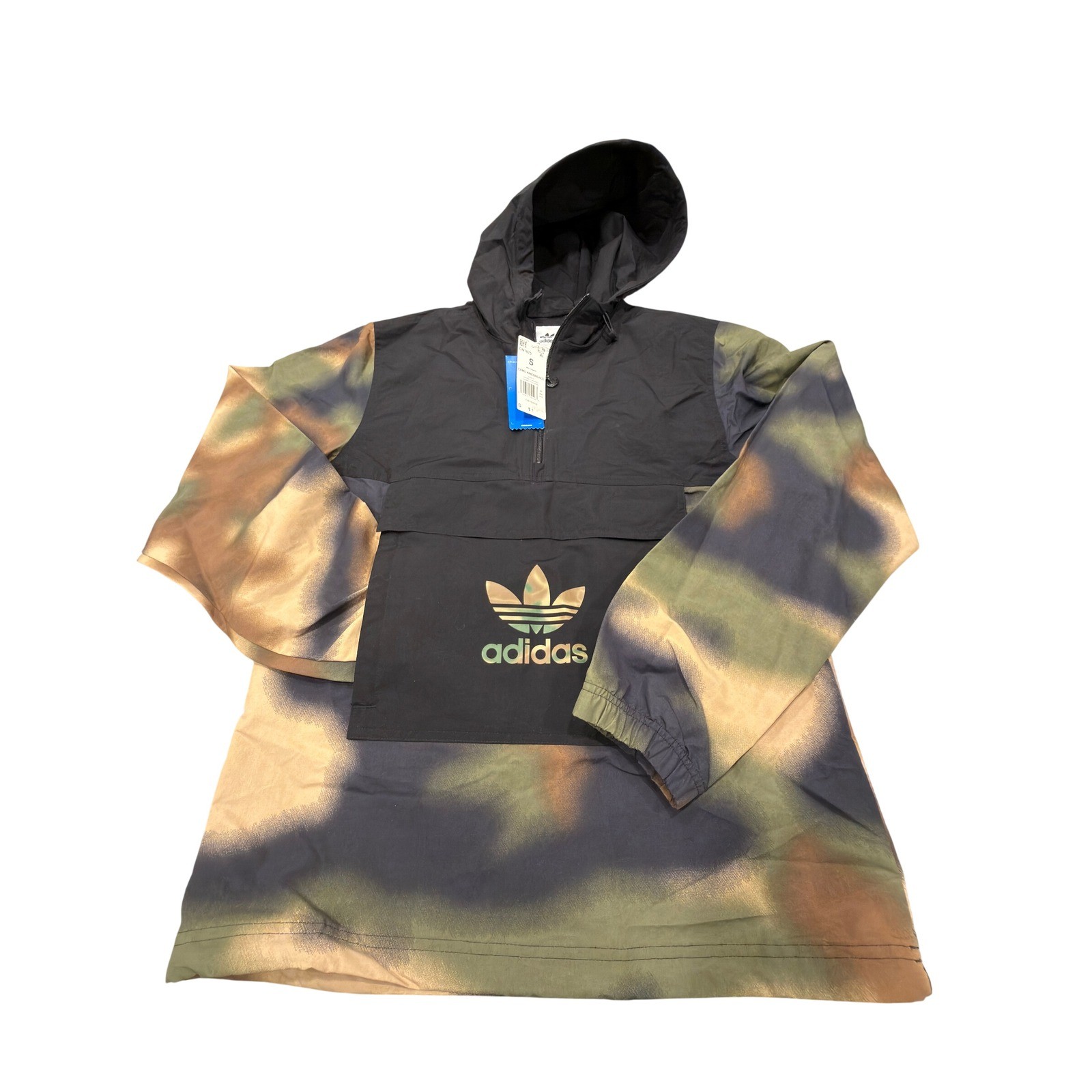 Adidas Originals Mens Camo Windbreaker Anorak Jacket Black GN1875 Small NEW
