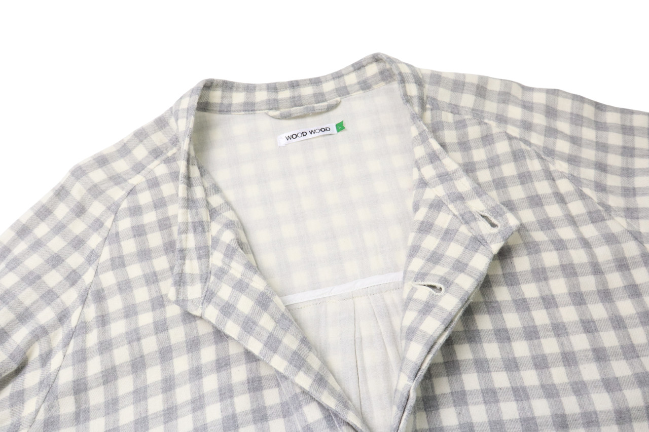 WOOD WOOD Jacket Men’s LARGE Button Up Wool Blend Band Collar Lightweight