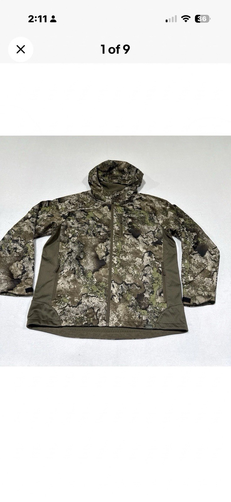 Tekari Mens Large TrueTimber XRC Camo Stride Flex Full Zip Hooded Hunting Jacket