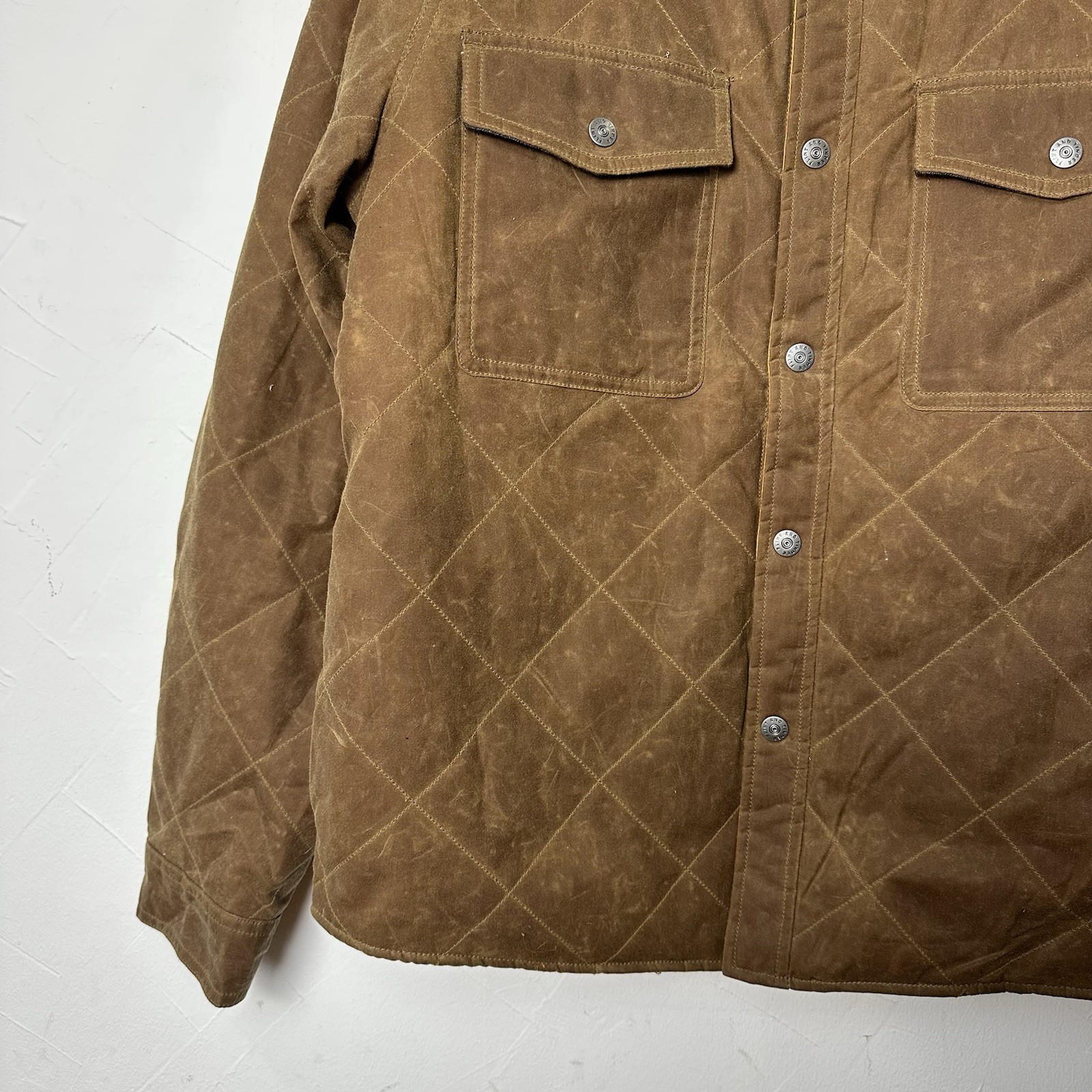 Flint And Tinder Quilted Waxed Shirt Jacket Medium Brown Huckberry Brown NWT