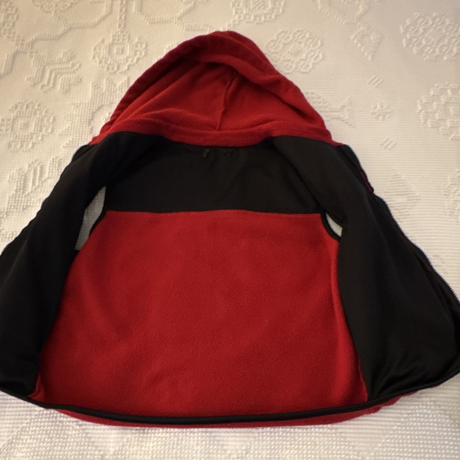 Red Hooded Full Zip Vest M Unisex Adults Pockets Short Length Casual Fall Winter