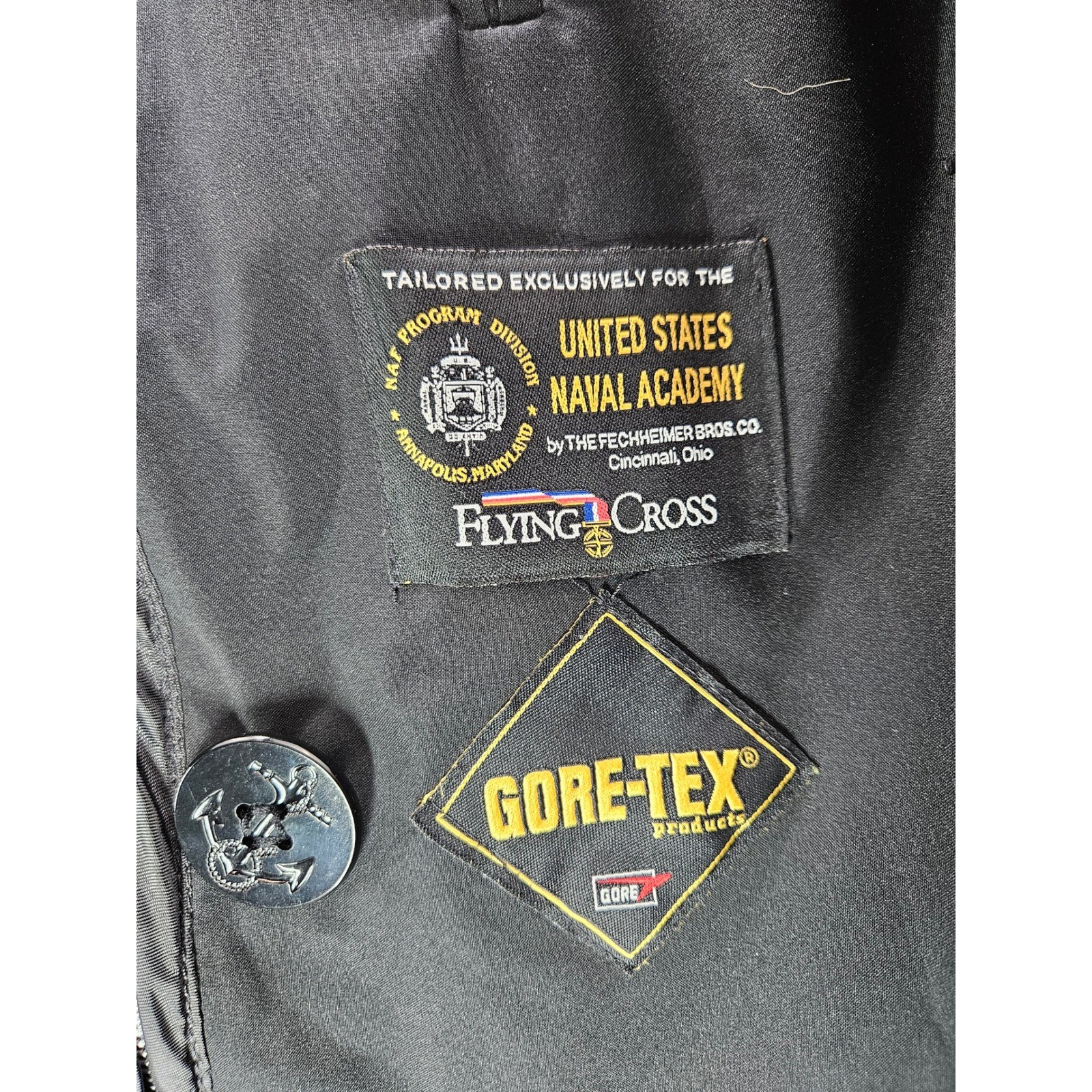 Flying Cross US Naval Academy Trench Coat Gore-Tex Men’s 44S Black Rain Jacket