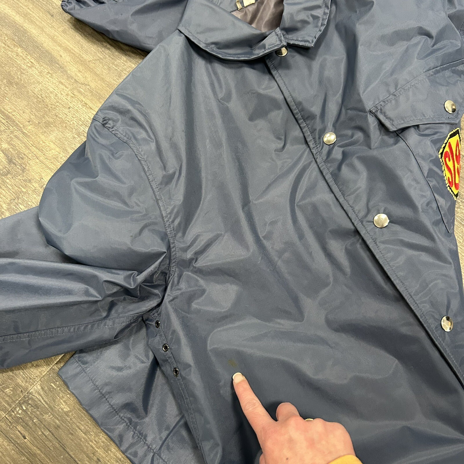 Vintage Blauer Nylolite Rain Jacket/Coat Men Size Medium Blue SLOW