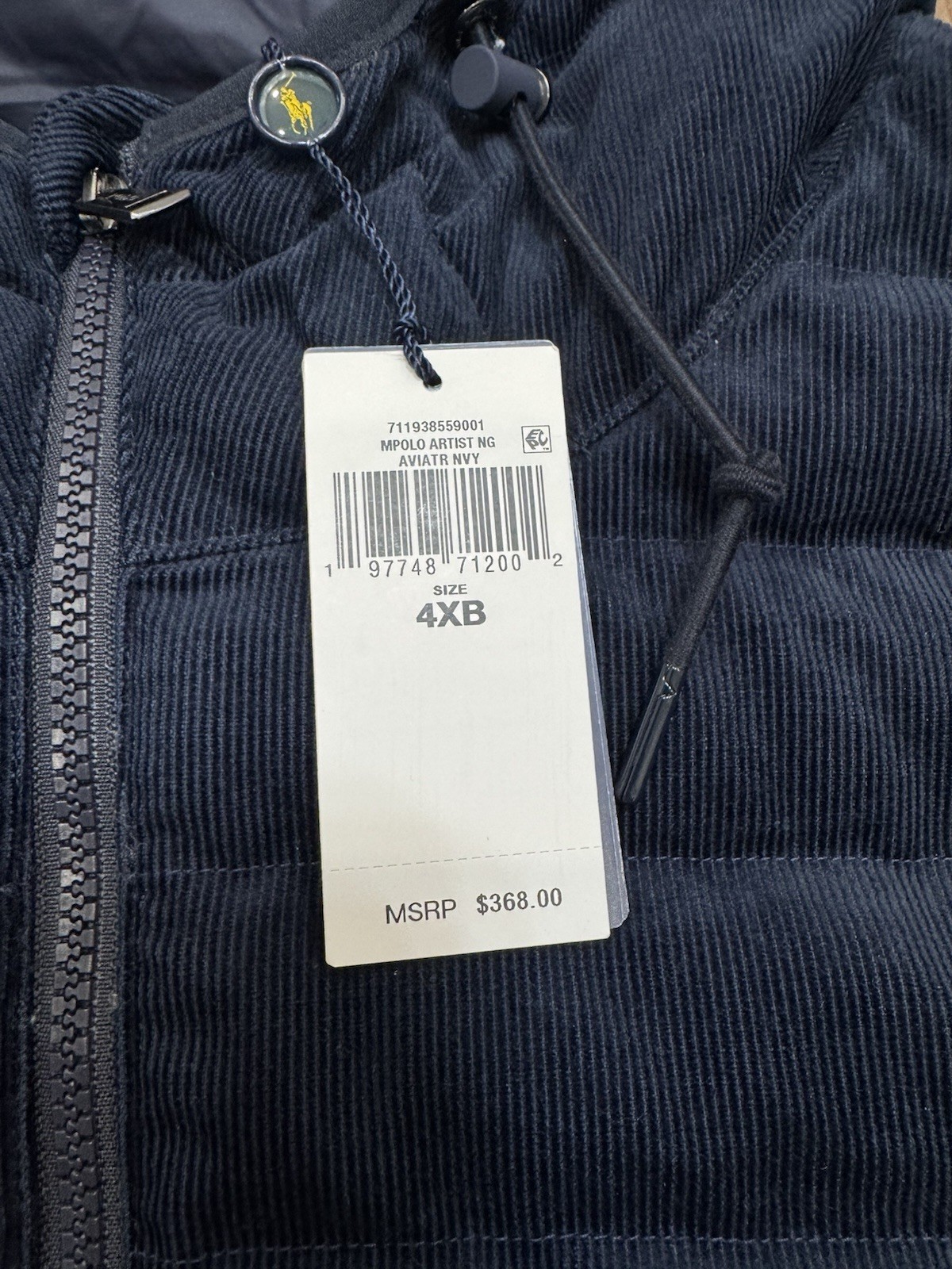Polo Ralph Lauren The Colden Corduroy PUFFY HOODED Jacket NAVY Men’s Size 4XB