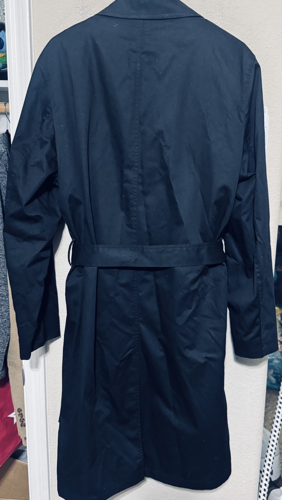 Black Stafford Trench Coat zip out quilted lining belted mens 38R classic