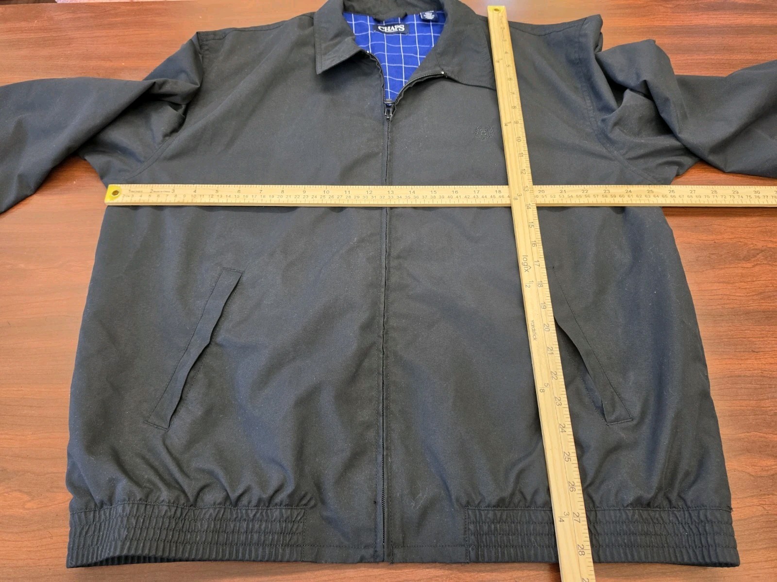 Chaps Mens Black Full Zip Lightweight Jacket Windbreaker Coat Casual Golf XL