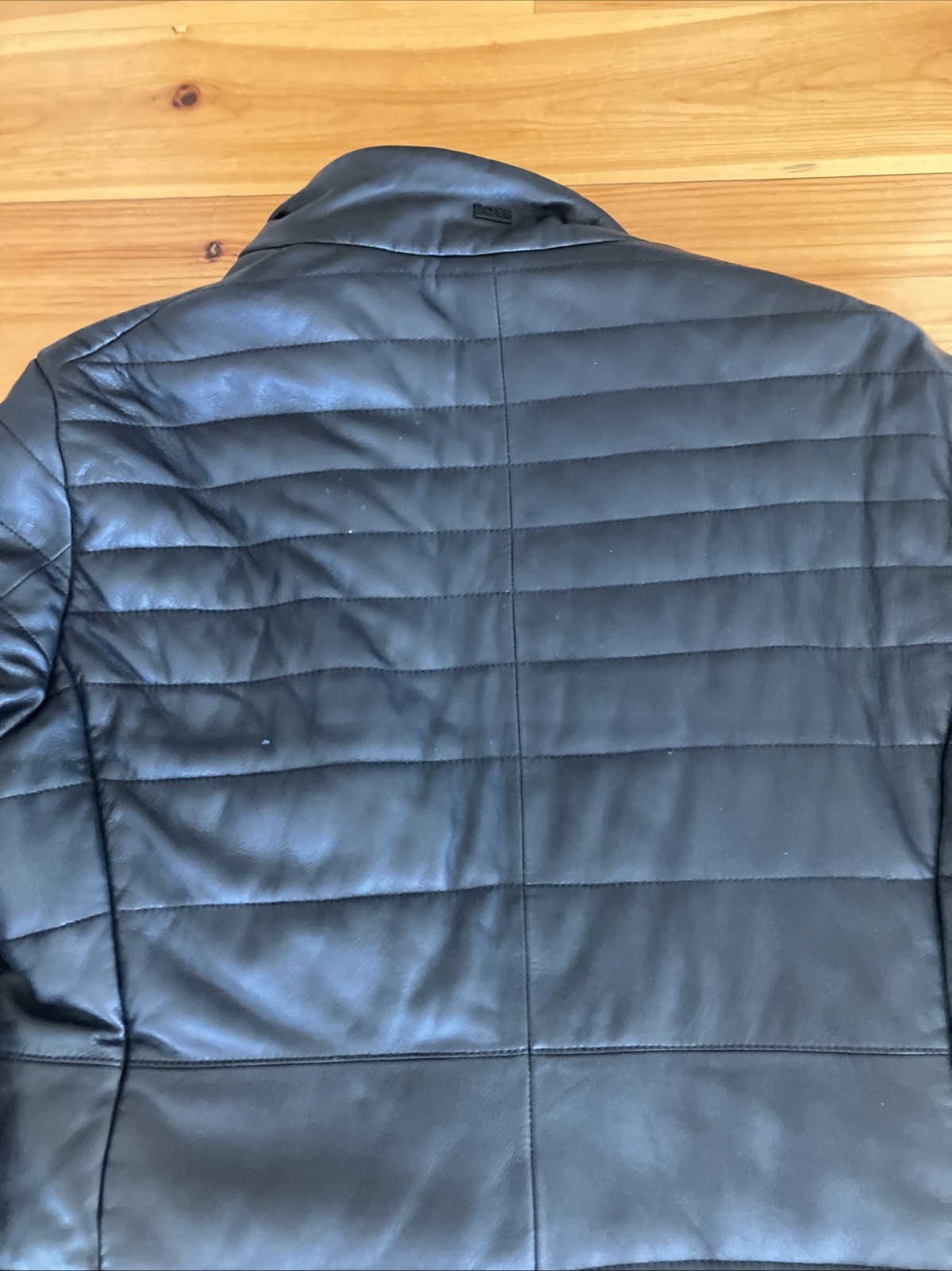 BOSS Hugo Boss Leather Jacket, Black, Puffer, Pockets, Size M Short (?)