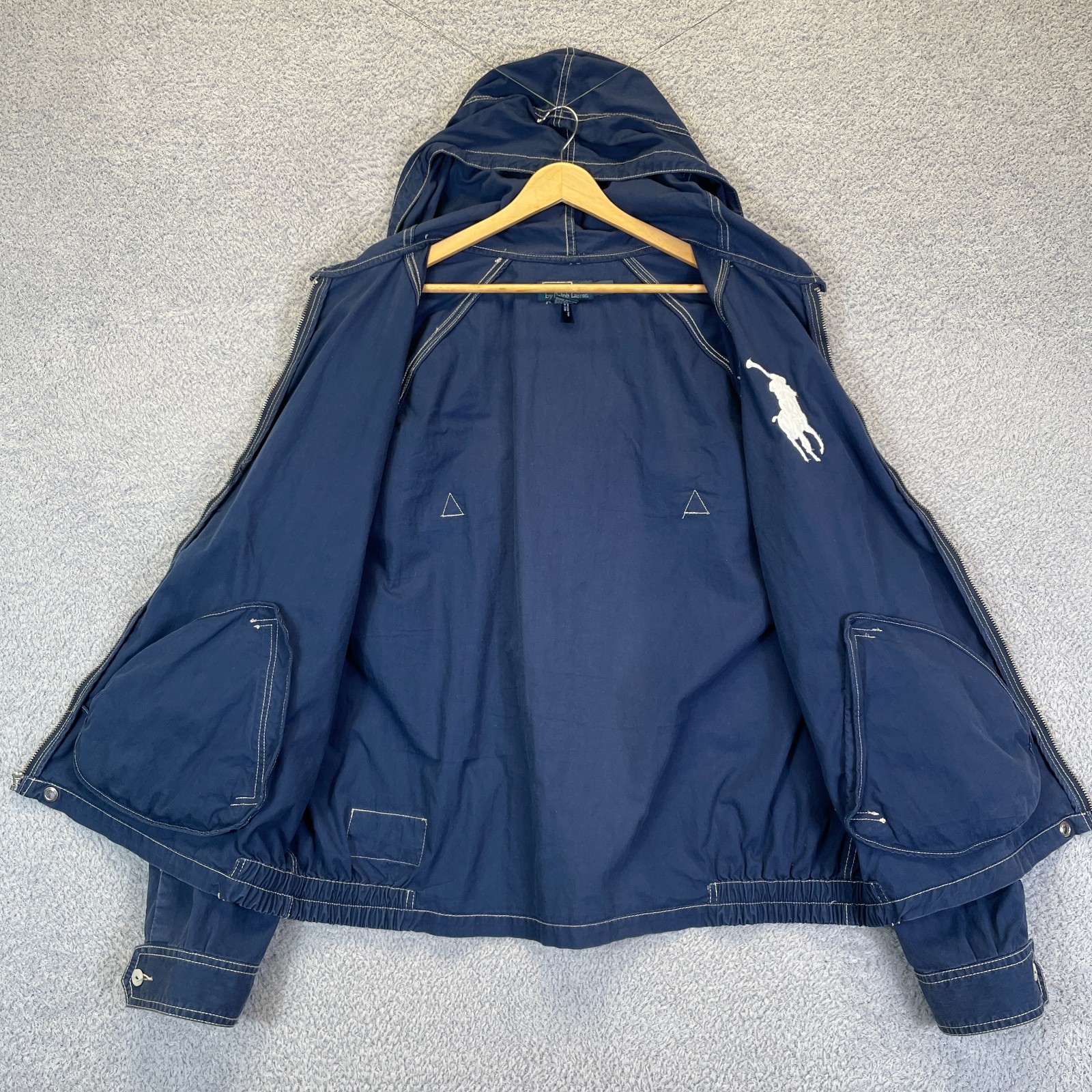 Vintage Polo Ralph Lauren Jacket Big Pony Men’s XXL Canvas Hooded Rare Swimwear
