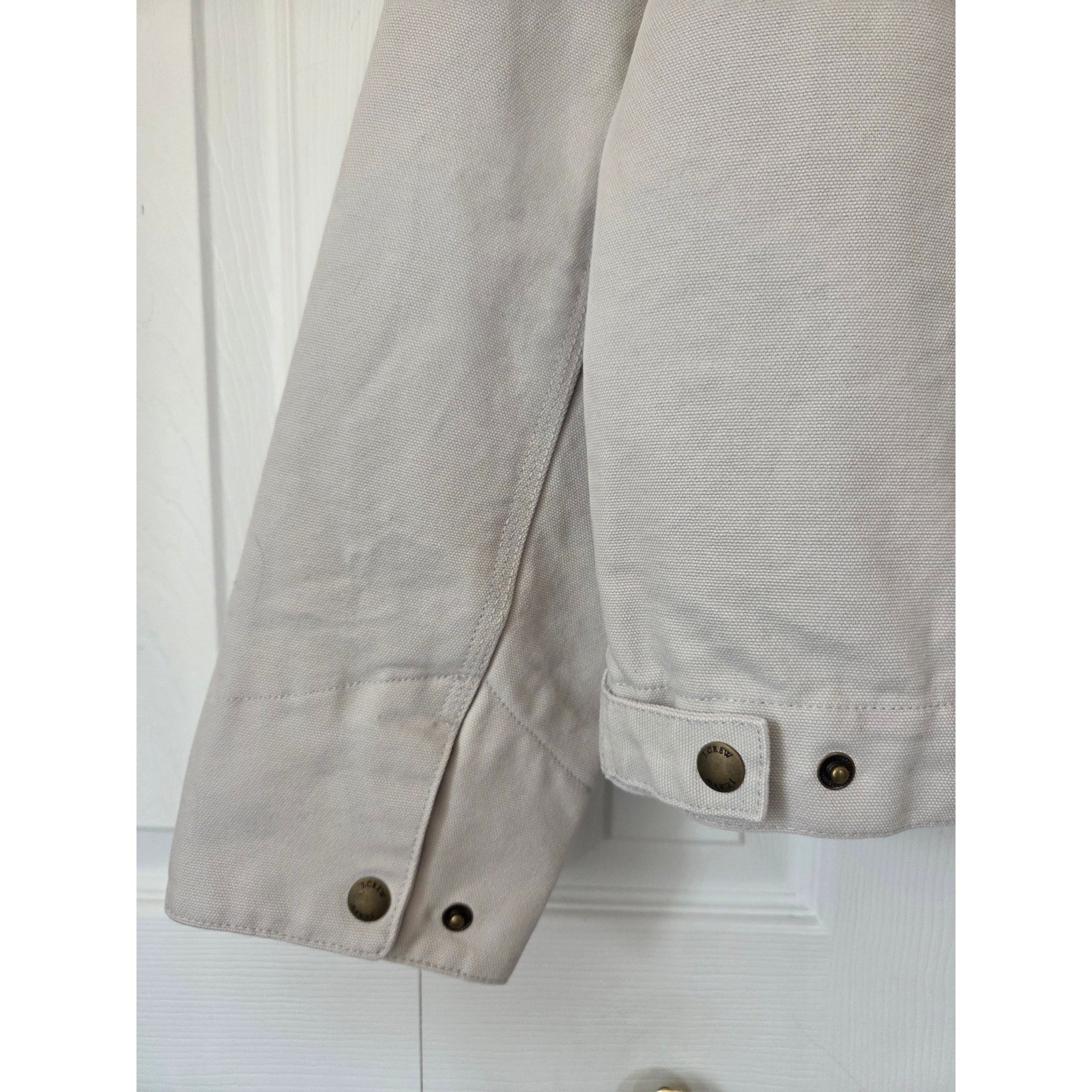 J. Crew Canvas Work Jacket Corduroy Collar Mens M Stone NWD $280 CM498