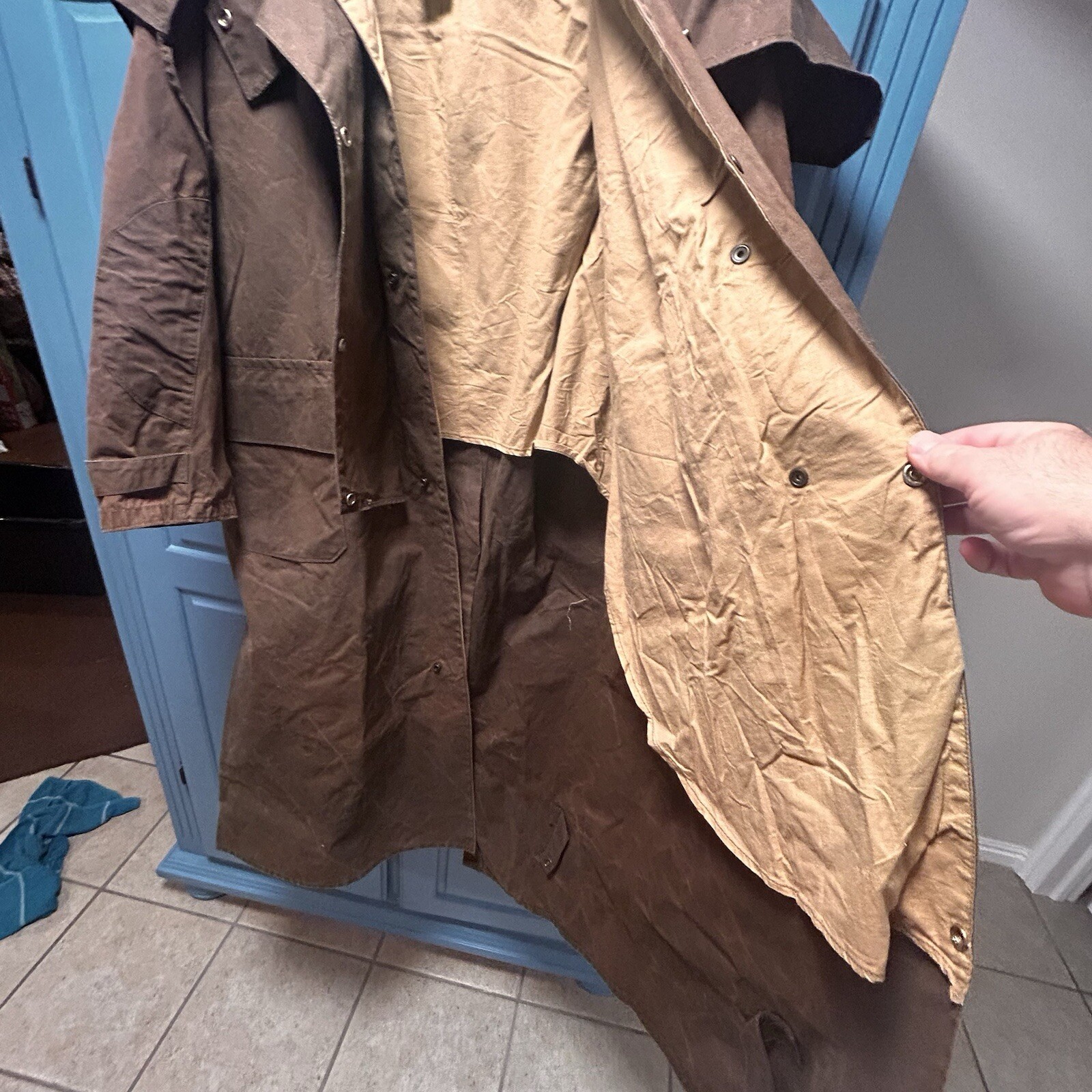 Claybourn Australia Brisbane Old Oilskin Riding Coat Cotton Lining Size 5 105CM