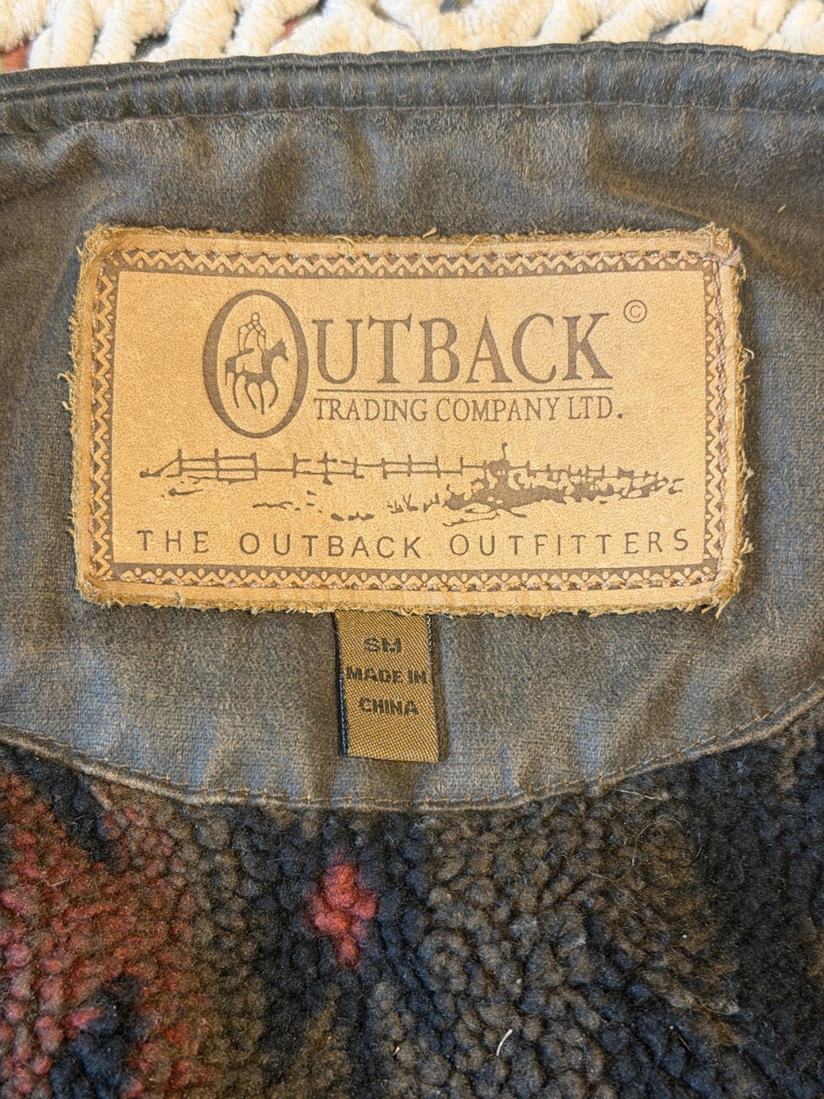 Outback Trading Company Men’s S Gray Zip Front Lined Vest Geometric Pattern