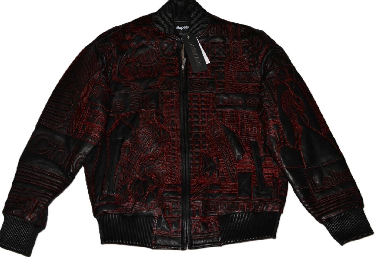 AUTHENTIC MEN’S PELLE PELLE CHICAGO QUILTED JACKET BLACK RED All Sizes