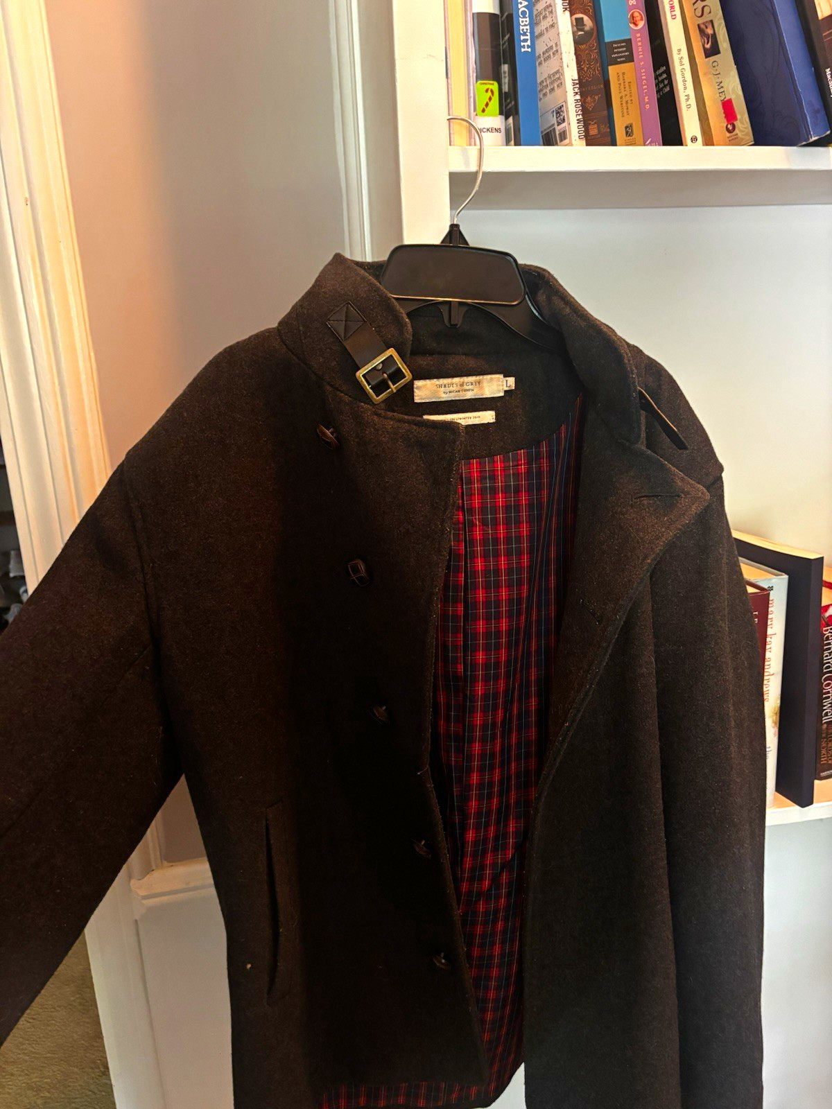 Shades of Grey Men’s Gray Peacoat Coat L Lined Stand-Up Collar Button