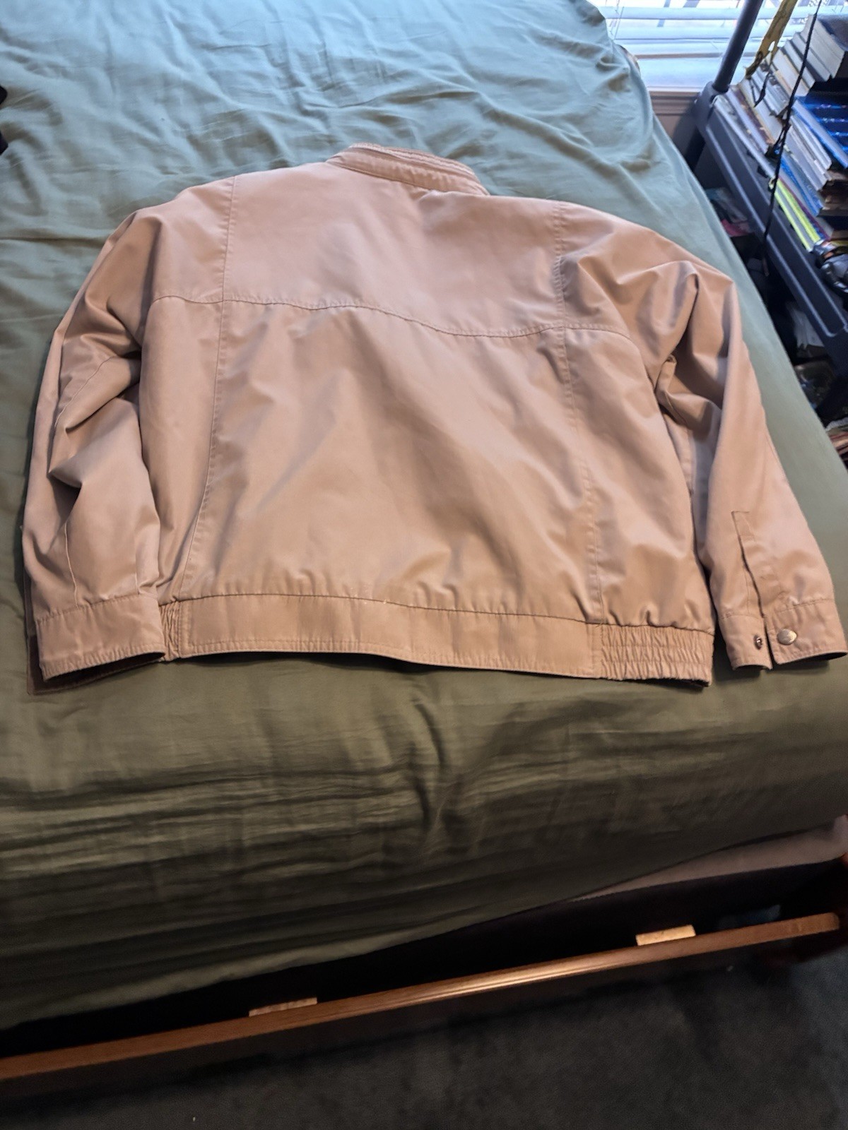 London Fog Men’s Beige Zip/Button Lined Jacket Point Collar Short 46 Reg