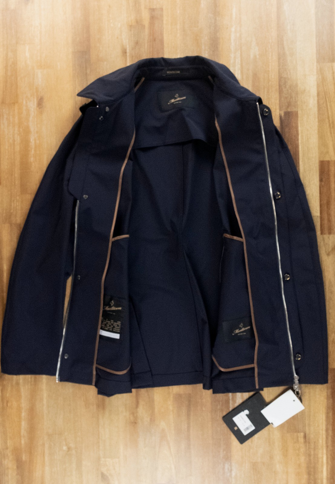 (NO CUSTOMS TAX) MONTECORE Italy dark blue nylon coat jacket Size 52 IT / XL