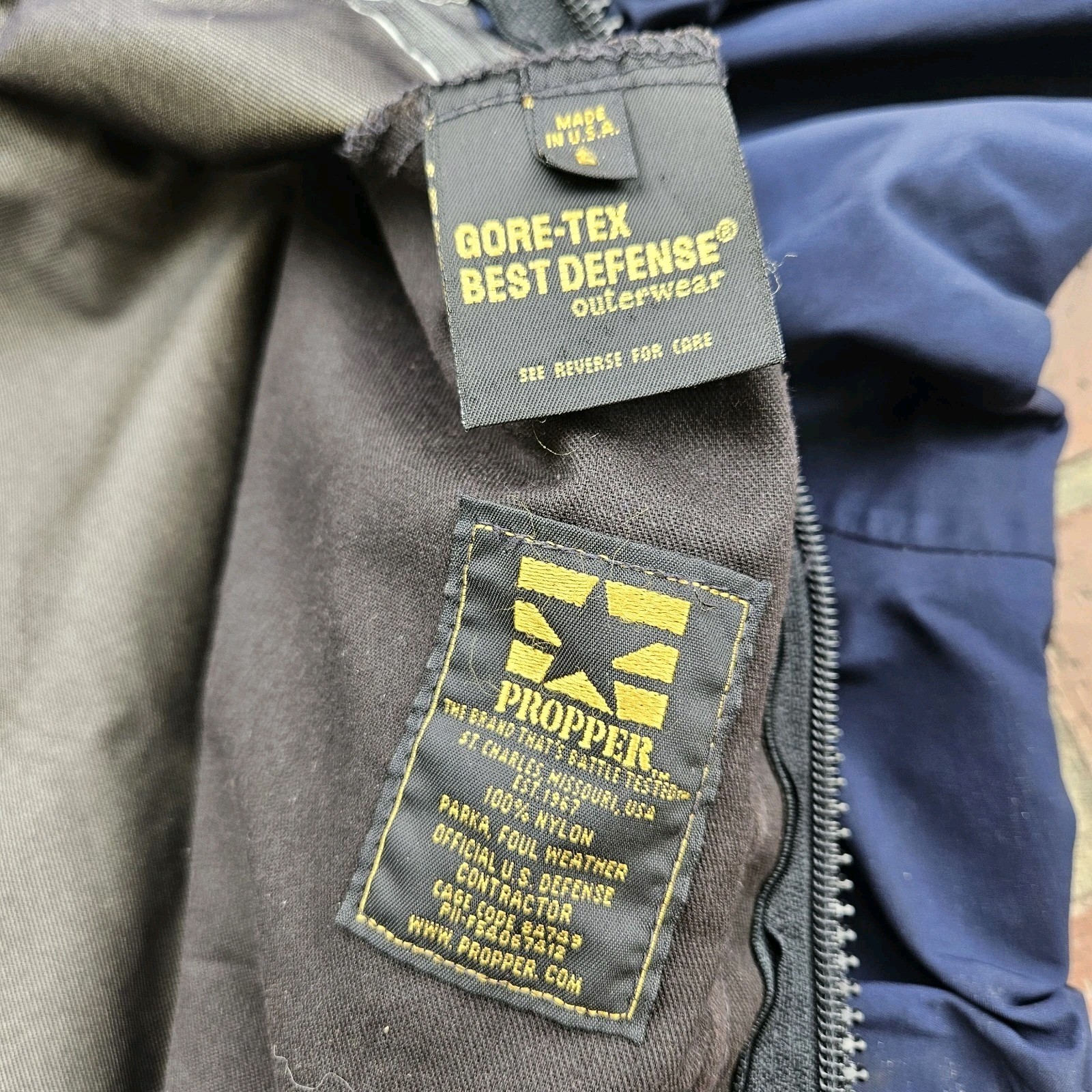 Propper Best Defense Foul Weather Parka Jacket Mens Large Gore Tex USA Navy
