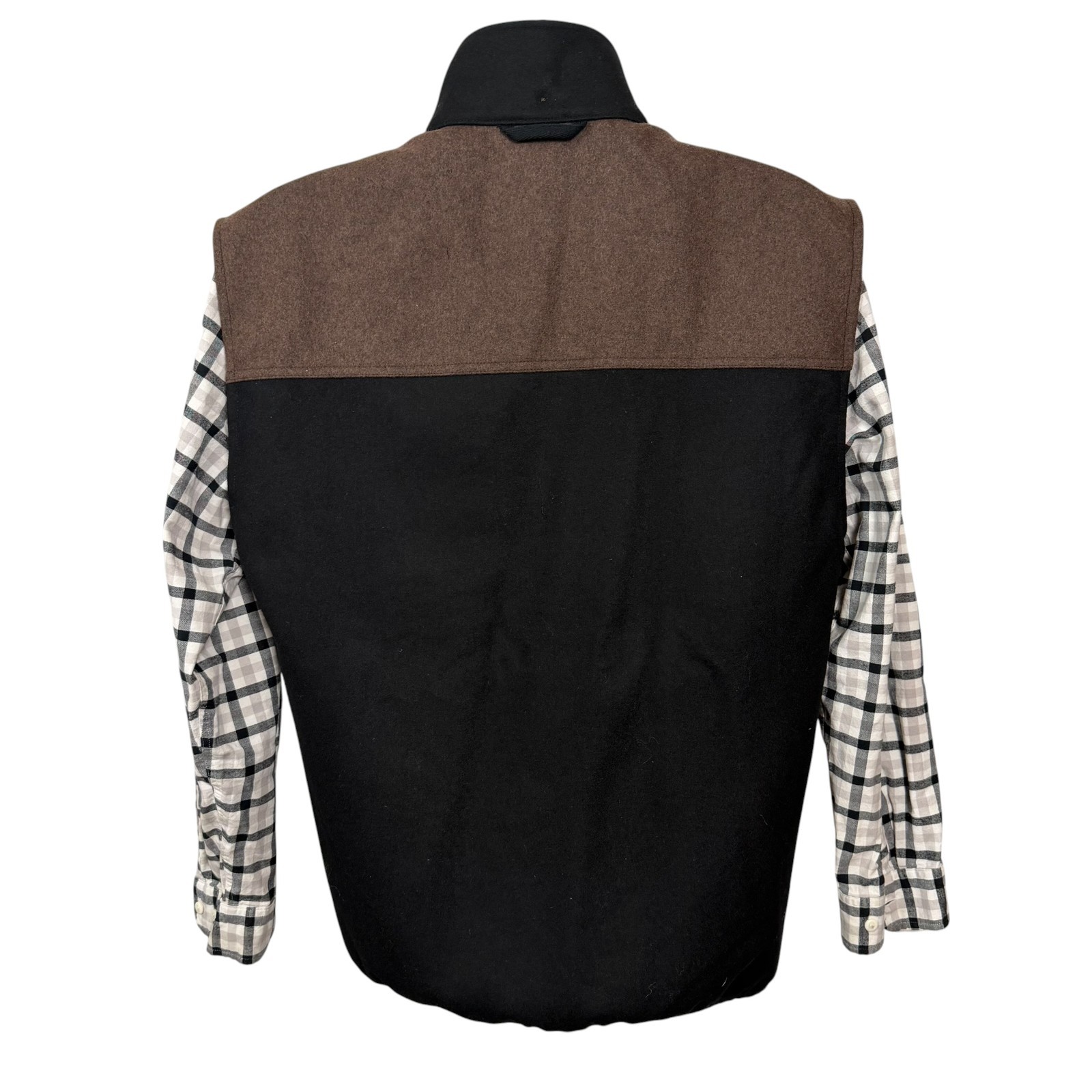 Men’s Wool Blend Zip Up Vest Medium Black Brown Casual Layering Vest