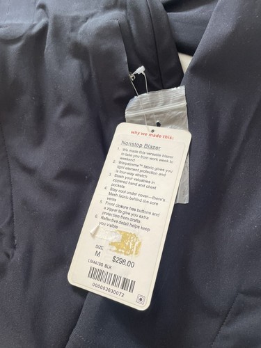 Lululemon NonStop Blazer Men M Black Technical Stretch Warpstreme $298 new