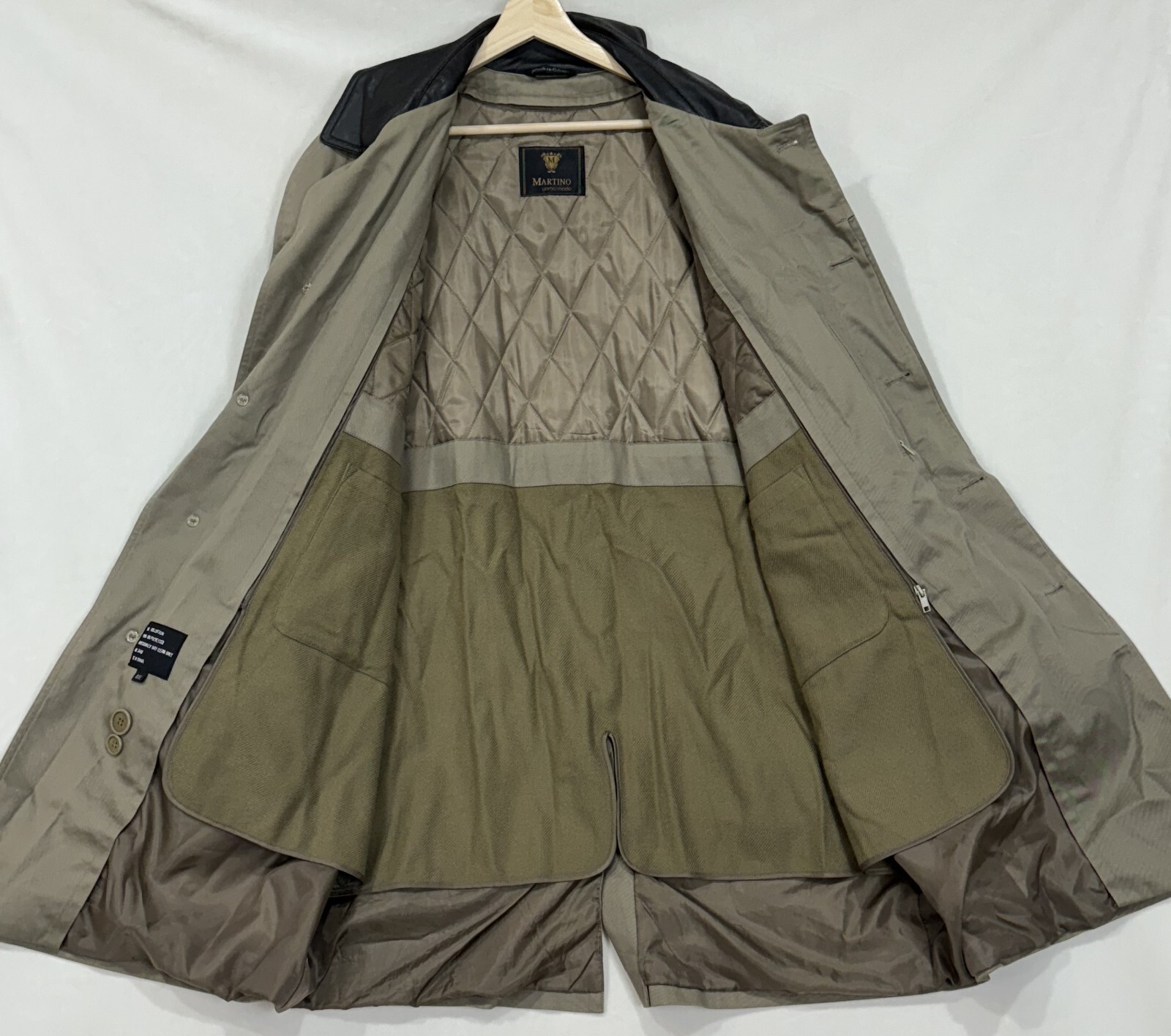 Martino Uomo Moda Overcoat Jacket Mens Size 44L Zip Out Lining Brown Raincoat