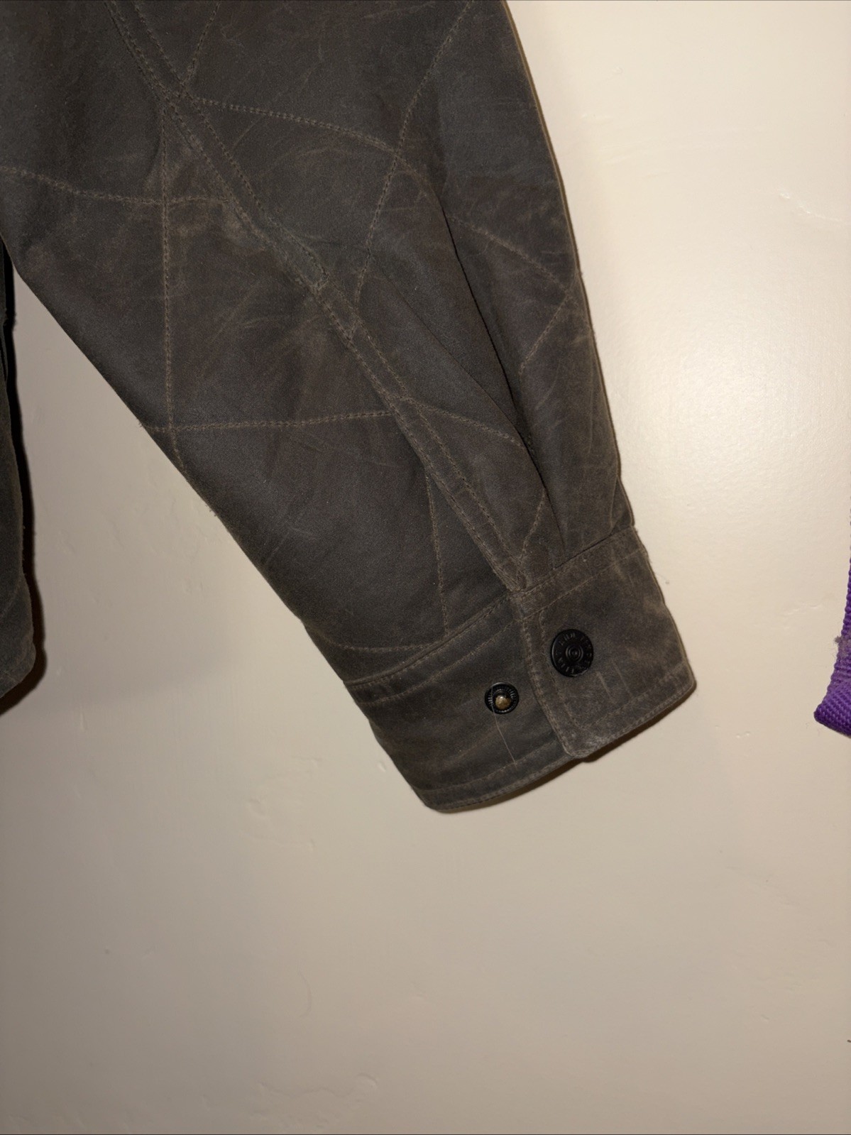 Huckberry Flint And Tinder Quilted Waxed Shirt Jacket Green Mens Medium