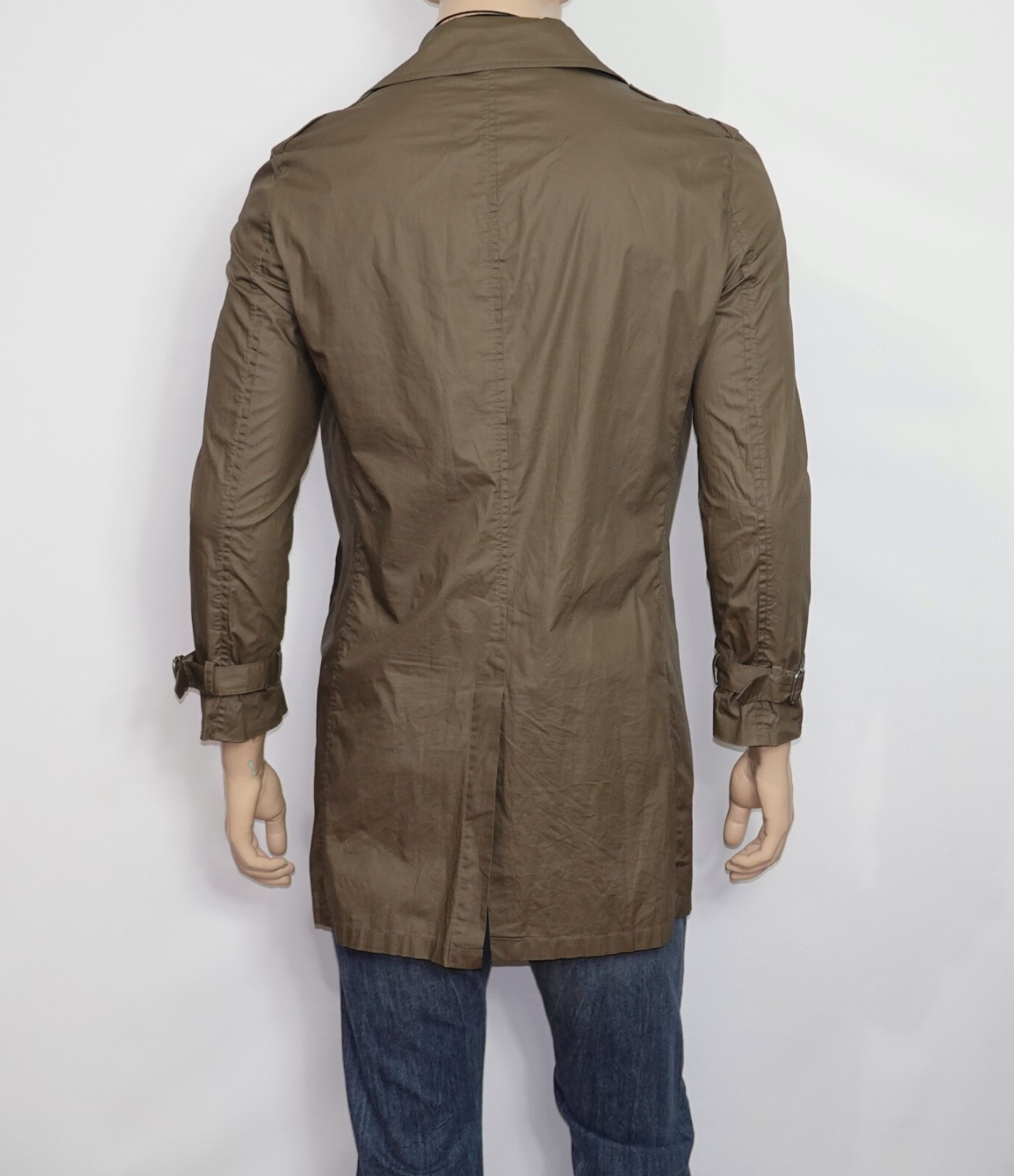 John Varvatos Modern Lightweight Trench Coat in Brown Size Small 100% Cotton