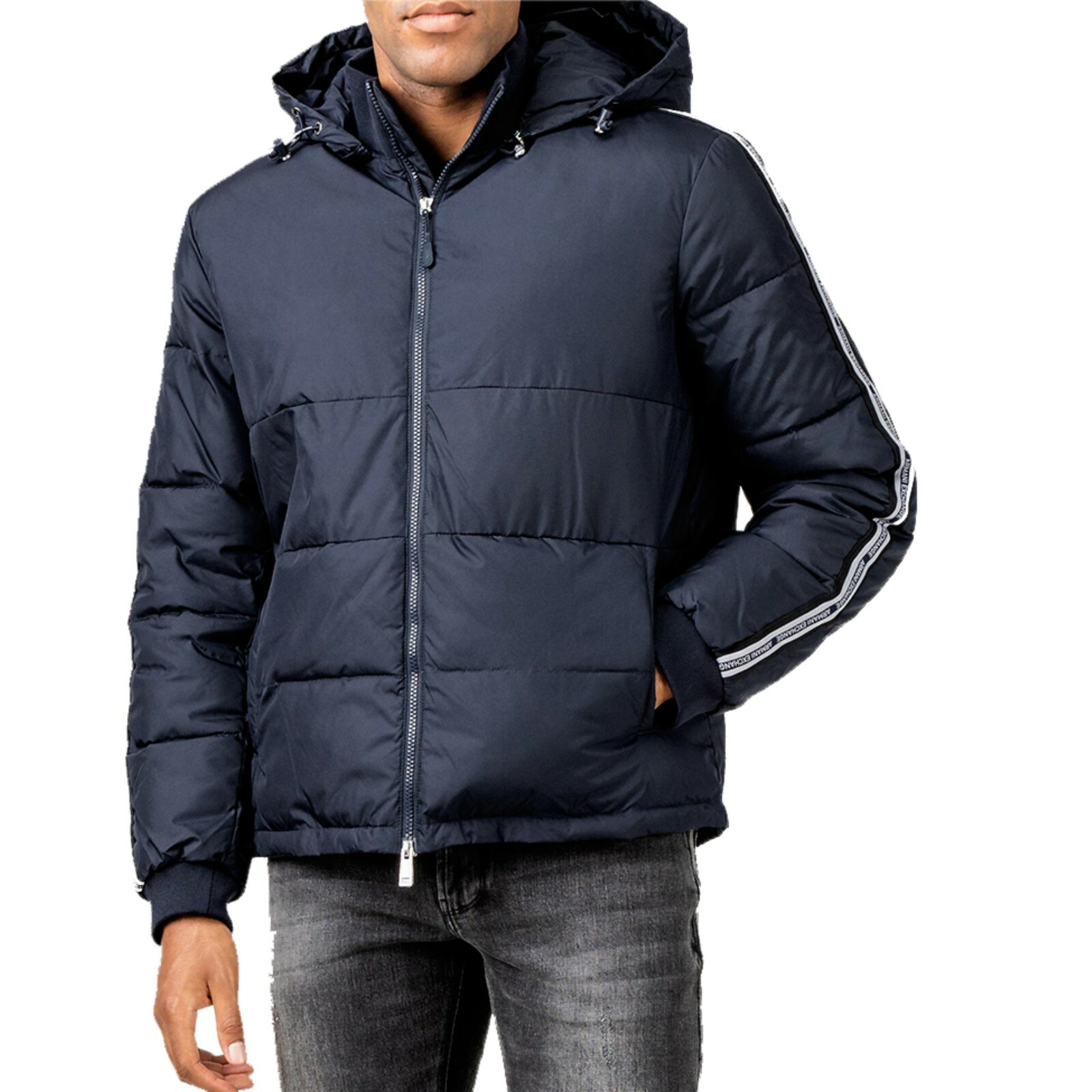 NWT : A|X ARMANI EXCHANGE Mens Quilted Hooded Jacket : NAVY : S – XXL