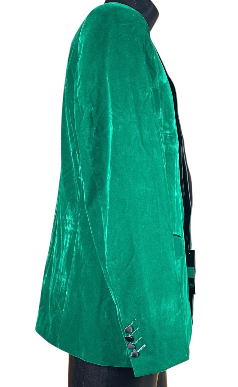 Xposed London Green Velvet Blazer Tux Jacket Mens 46 Tailored Evening Wear NEW