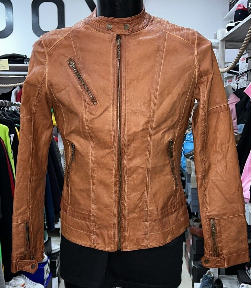YES-ZEE FAUX LEATHER JACKET used women woman brown size 44 PGS917PI