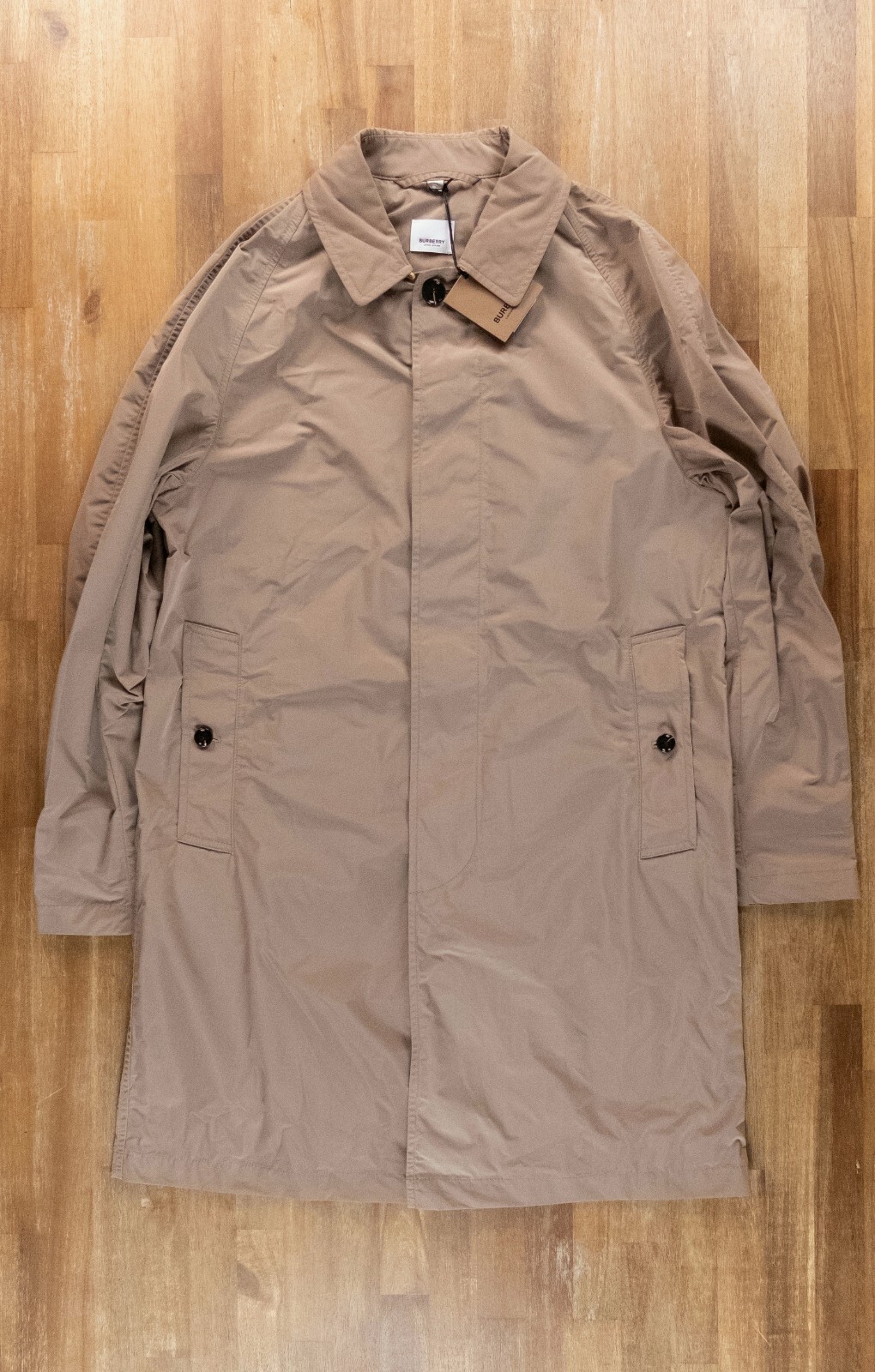 NO CUSTOMS TAX BURBERRY Hampstead regular fit beige taffeta car coat 38 / Medium