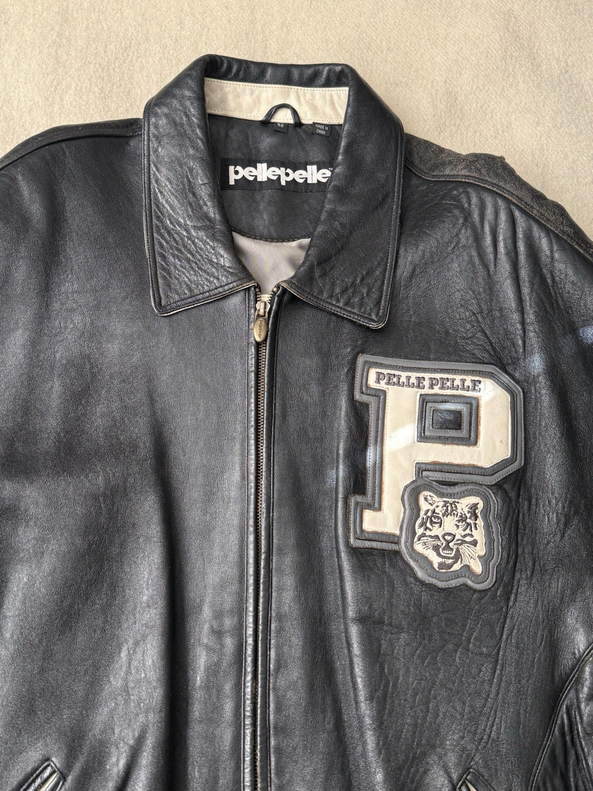Pelle Pelle Marc Buchanan Leather Jacket Whipstitch Staple Tiger 52 2X XXL 3X