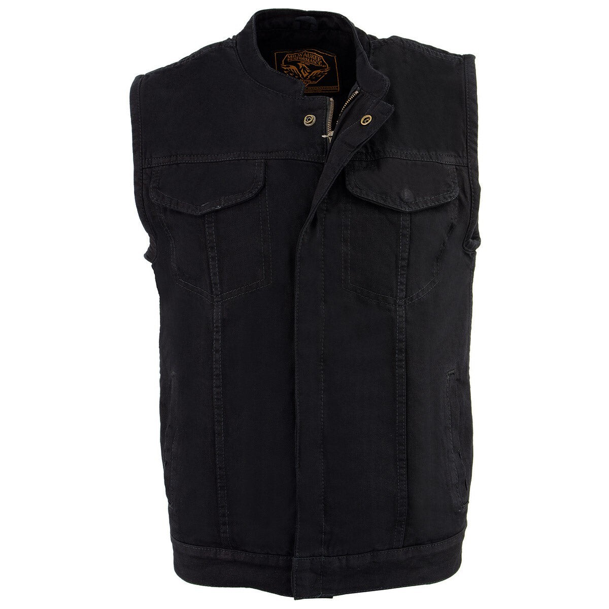 Milwaukee Leather Men’s Concealed Snap & Zipper -Denim Club Style Vest – MDM3000
