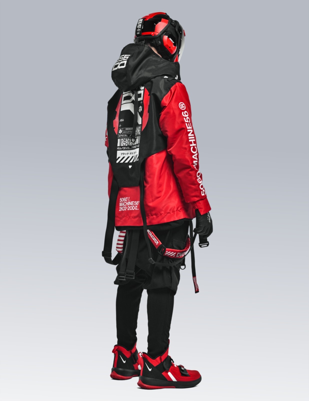 Men’s Red Light Weight Jacket Hoodie Full Zip Machine56 FL_V1A-2[DT.VER]