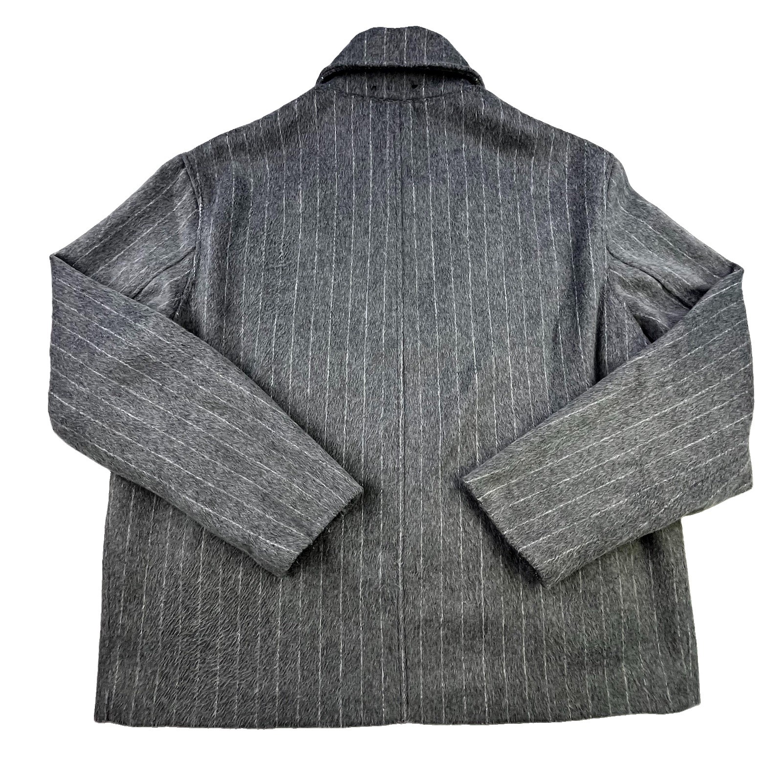 Vintage H&M Jacket Mens XL Gray Pinstripe Full Zip Lined Coat Polyester