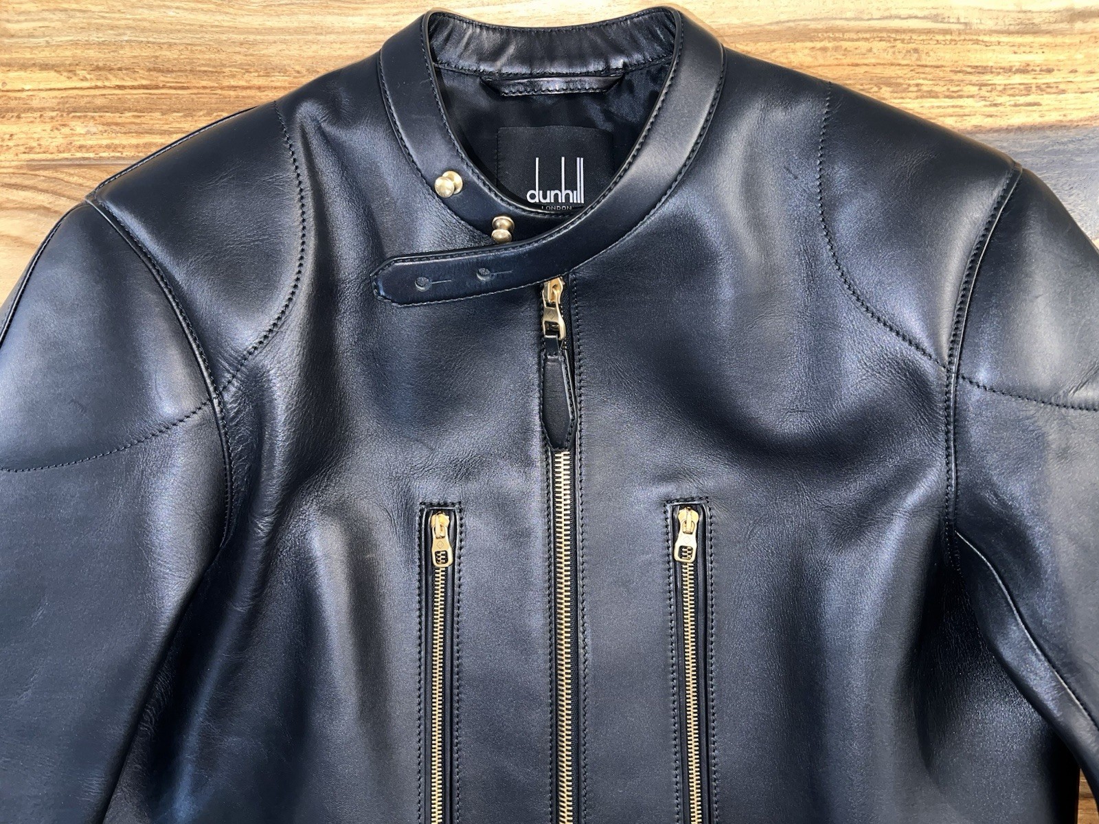 Rare Dunhill Black Calfskin Leather Duke Biker Jacket Italy