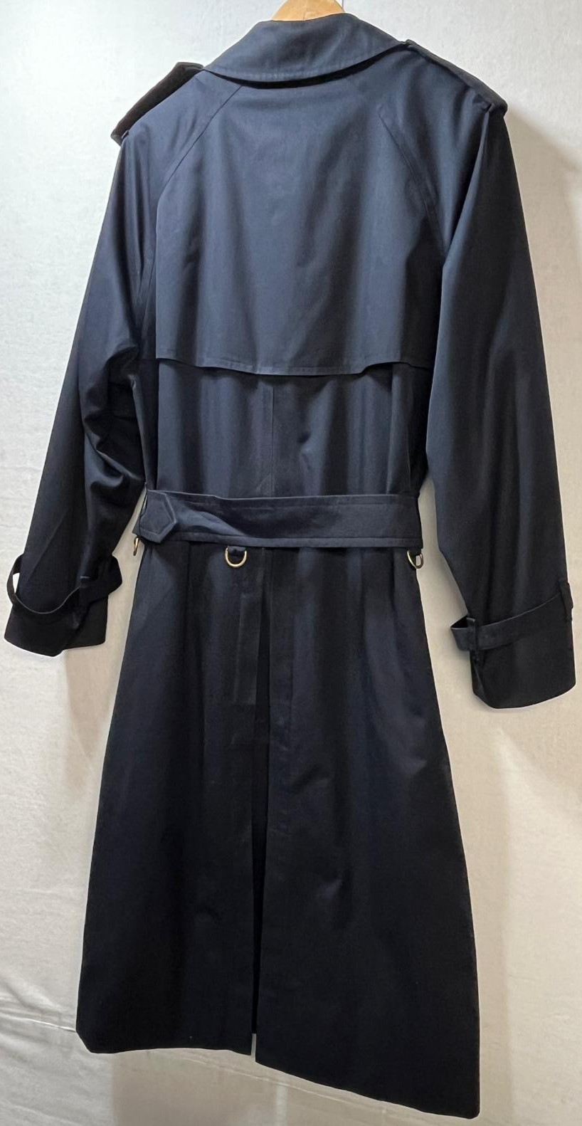 Burberrys Mens Trench Coat Blue 36R Belted Lined Designer Luxury