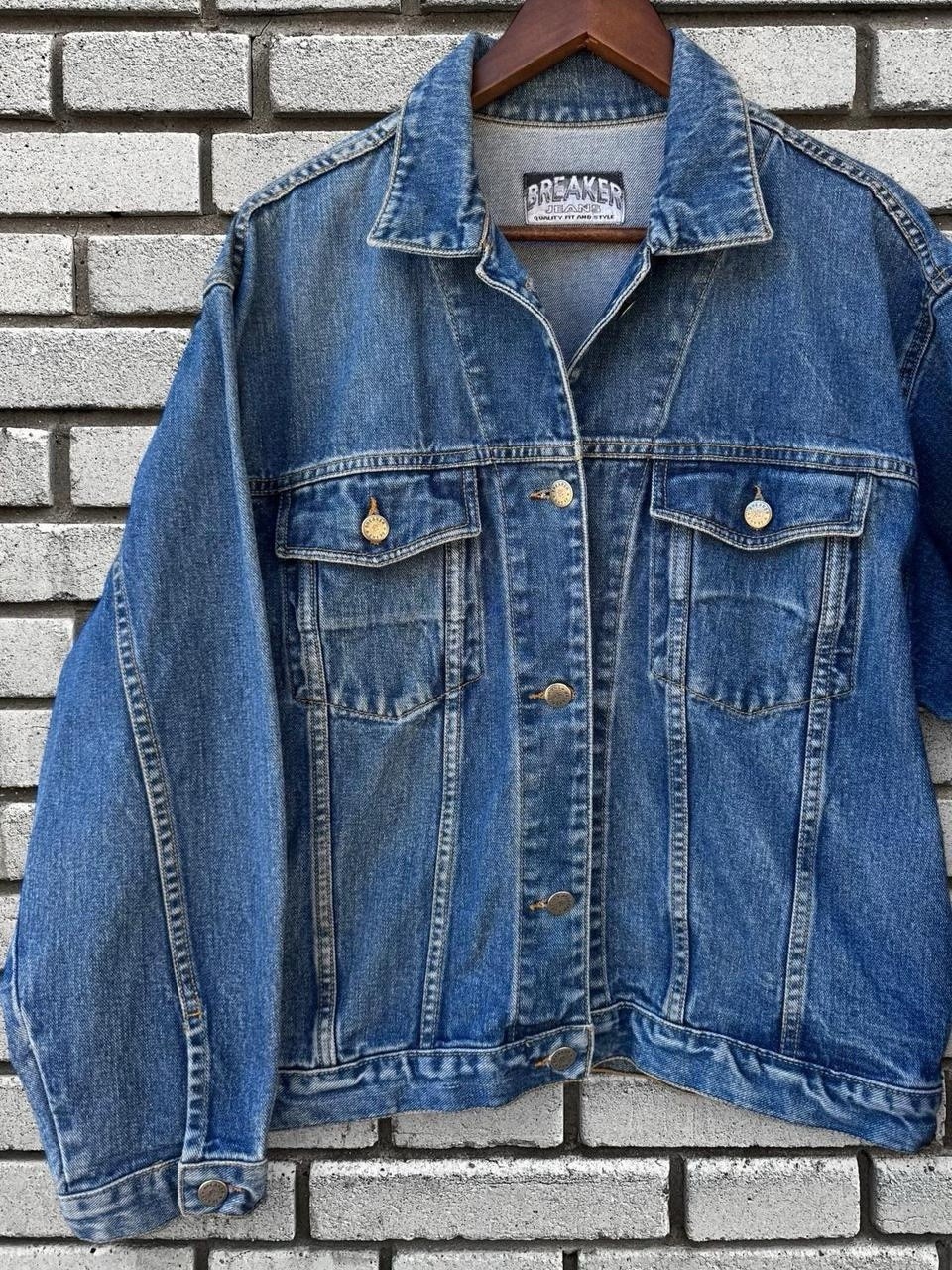 Vintage 80s 90s “Breaker Jeans” Denim Trucker Jacket Medium / Large 23.5” x 24”
