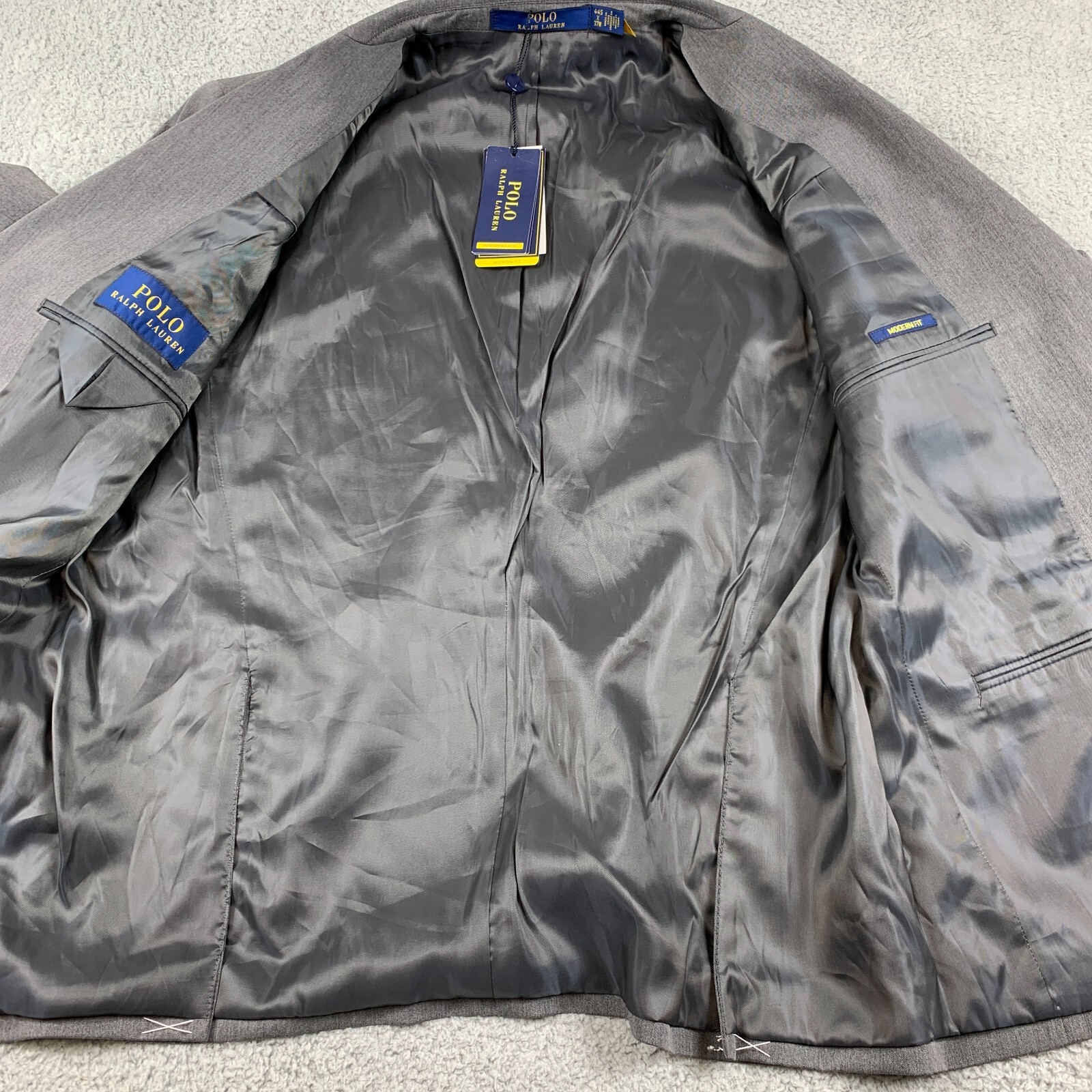 Polo Ralph Lauren Jacket Men 44Sx37W Gray Modern Fit Performance Blazer NEW $598