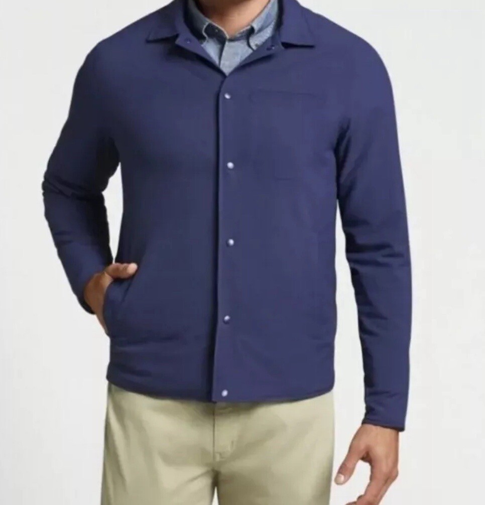 PETER MILLAR Navy Blue Spring Soft Shirt Jacket Mens XL New Fast Shipping