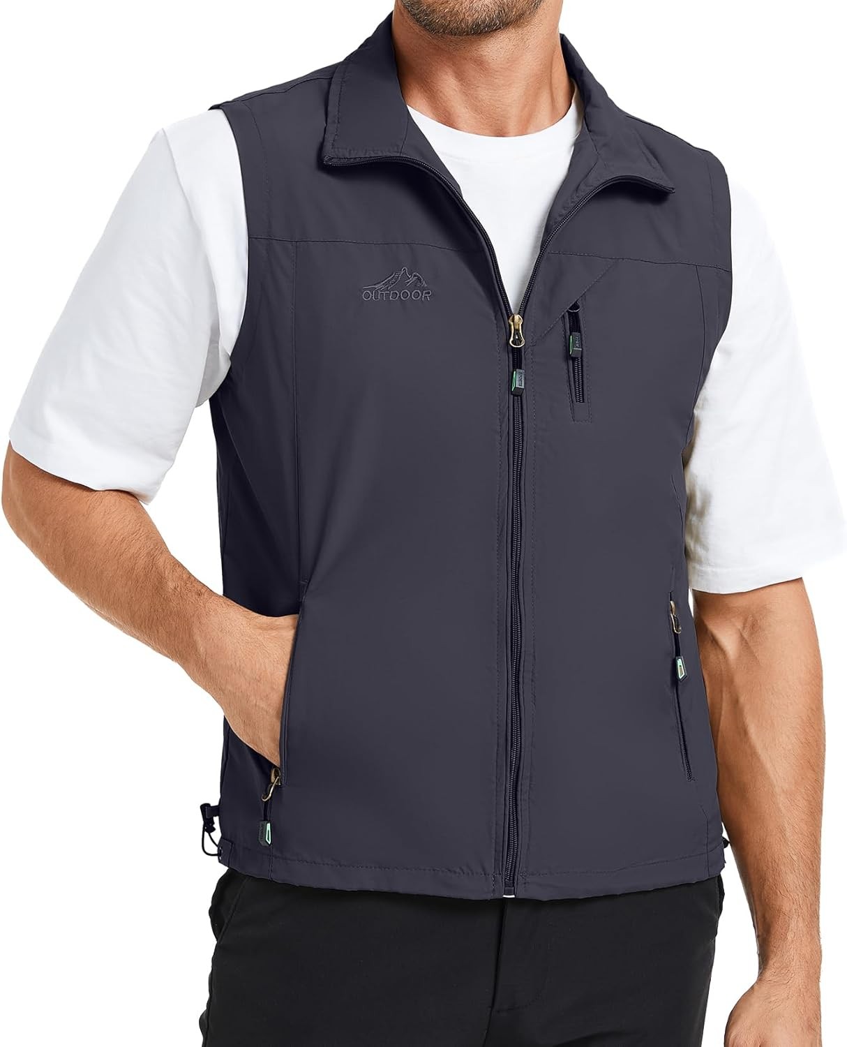 Men Lightweight Vest Windproof Sleeveless Jacket for Travel Hiking Running Golf